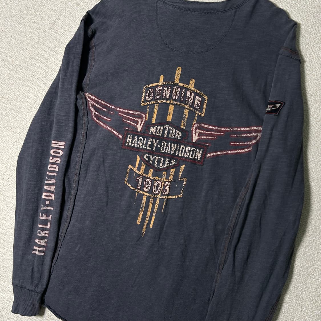  (S) 할리데이비슨 빈티지 헨리넥 롱슬리브 티셔츠 상품이미지2