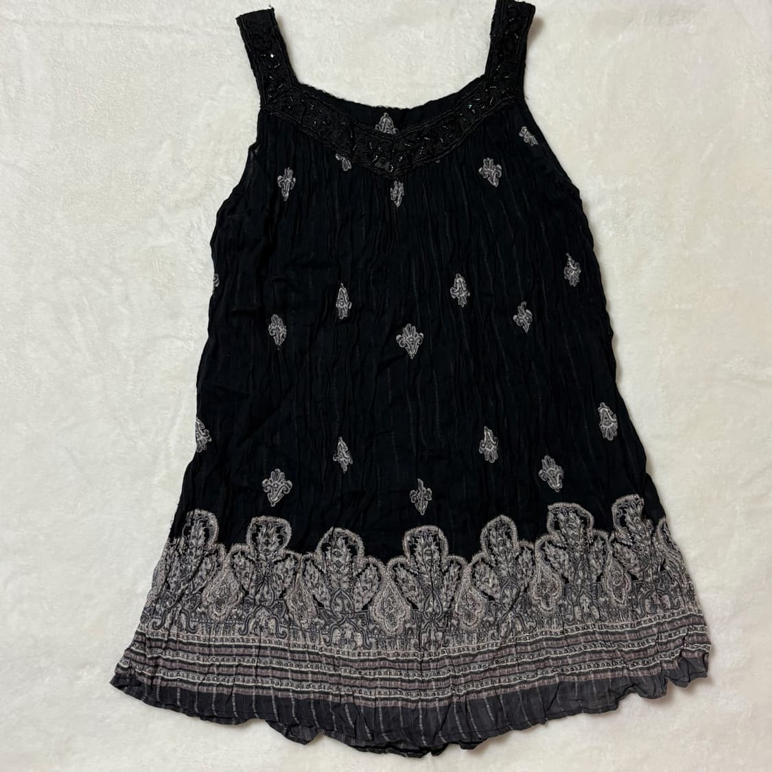 (이체시에눌) 일본 히피 모리걸 오리엔탈 페이즐리 글리터 포인트 나시 상품이미지2