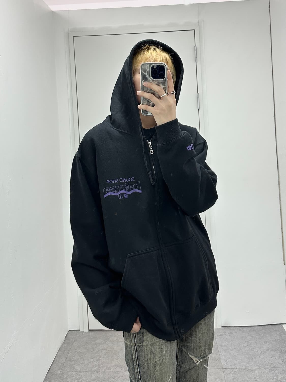 BALANSA sound shop black purple hoodie  상품이미지8