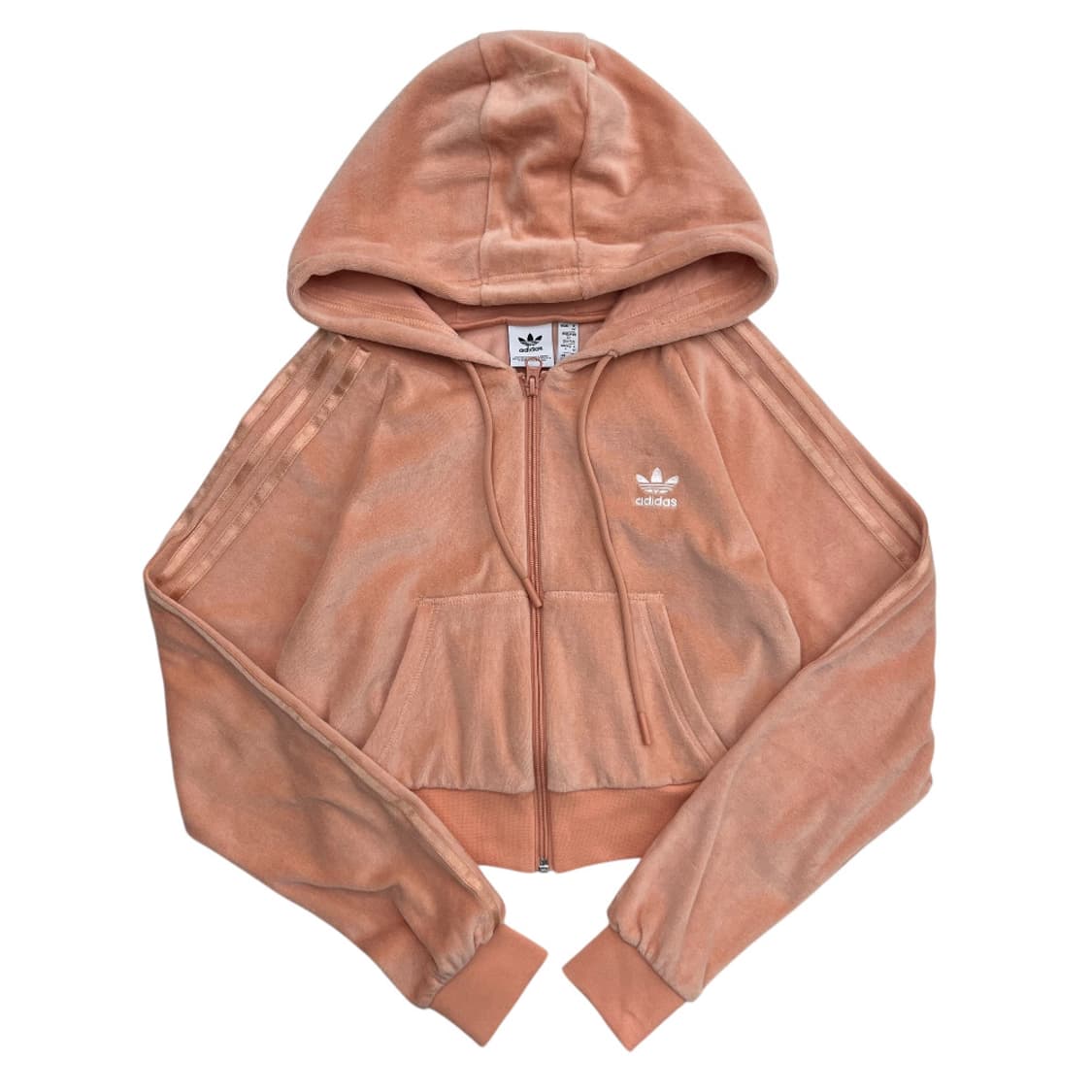 아디다스 미니로고 코랄 벨벳 크롭 후드집업 XS 상품이미지3