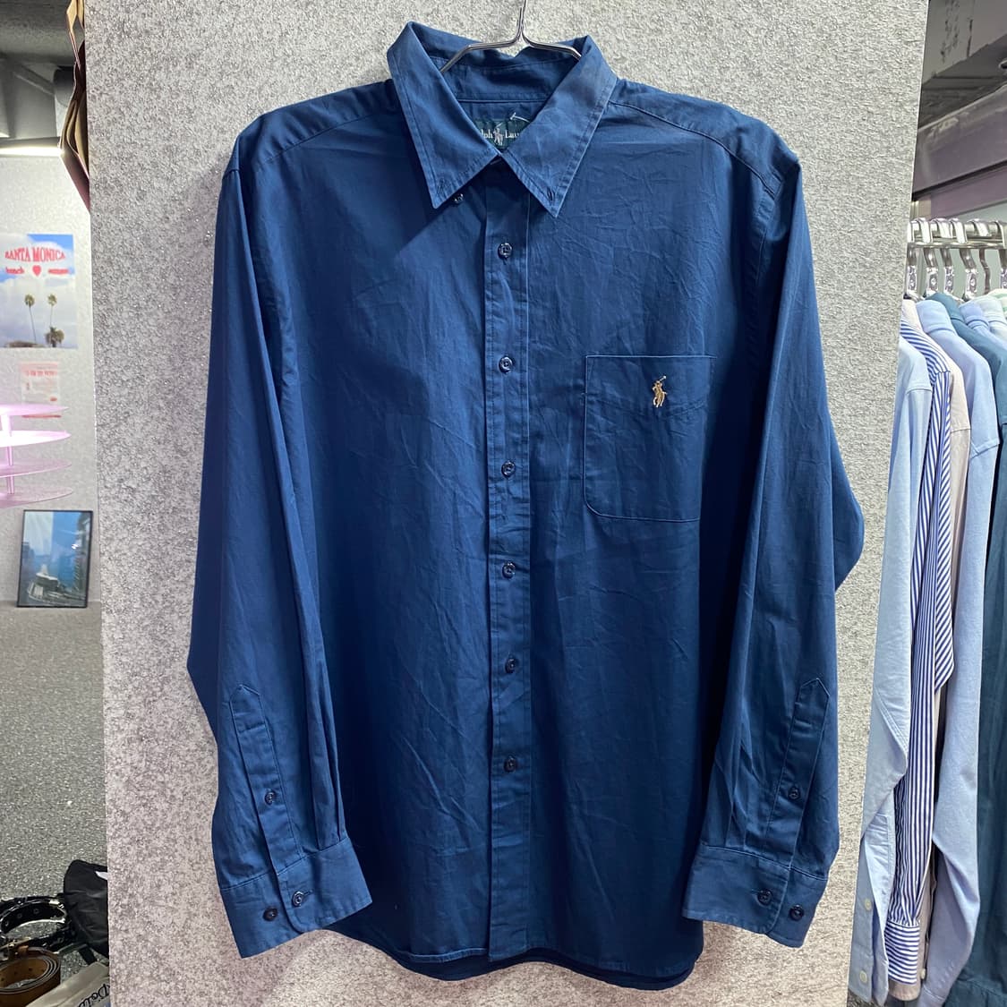 폴로 클래식핏 네이비 솔리드 셔츠 B3641 상품이미지2