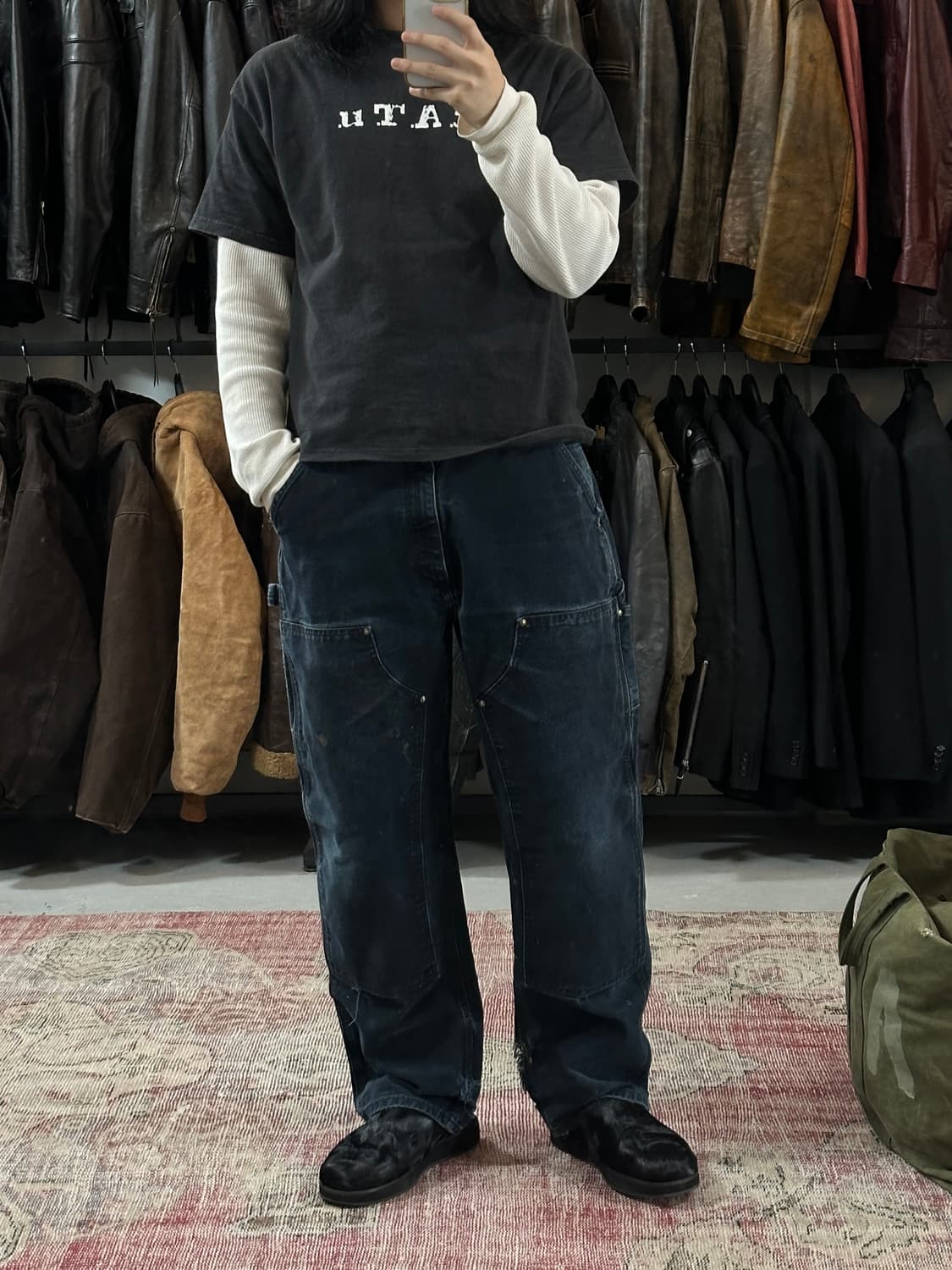 OG USA Made 칼하트 B01 더블니 블랙 칼하트 썩블니 워크팬츠 상품이미지2