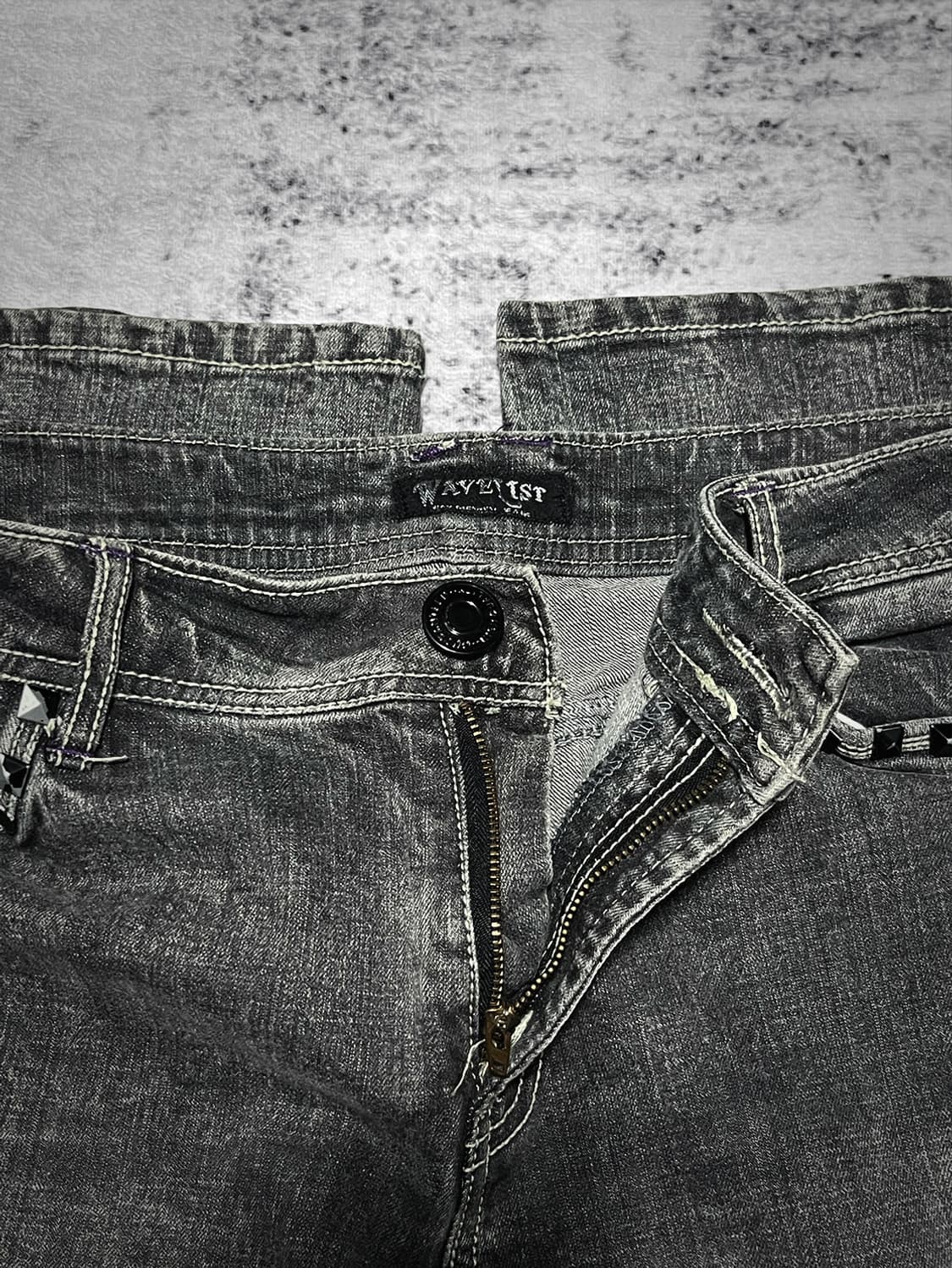 00s black stud punk denim  상품이미지3