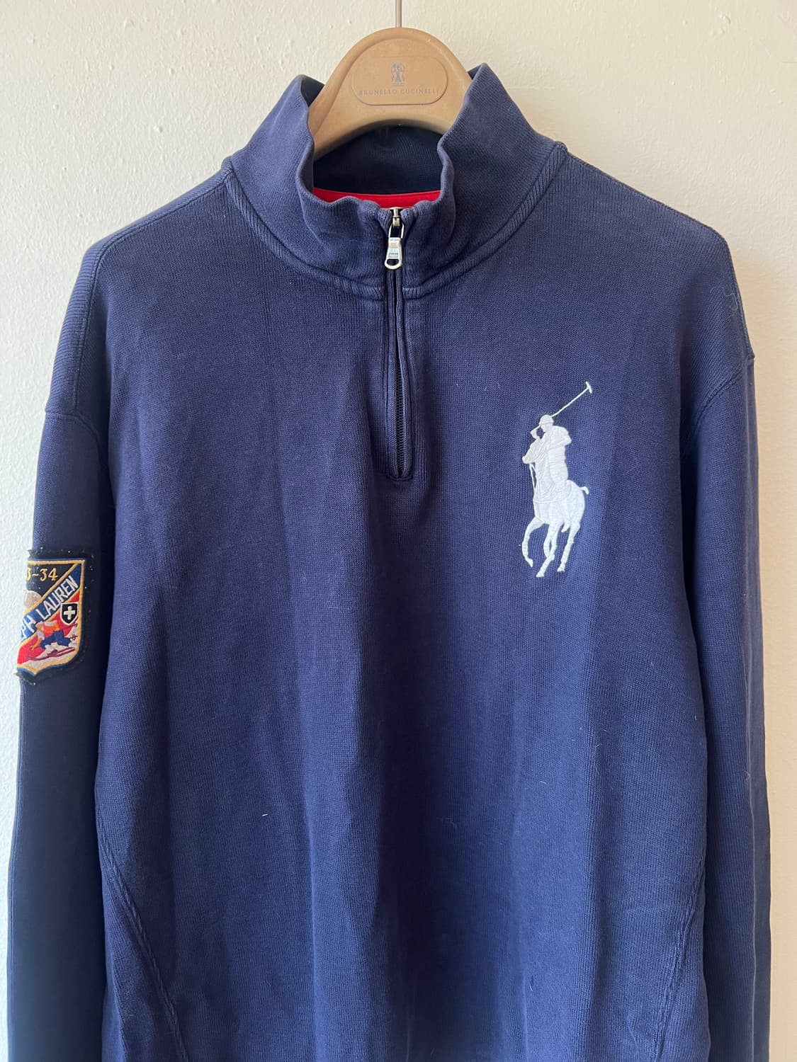 폴로랄프로렌 남성 네이비 빅포니 반집업티셔츠 긴팔티셔츠 상품이미지1