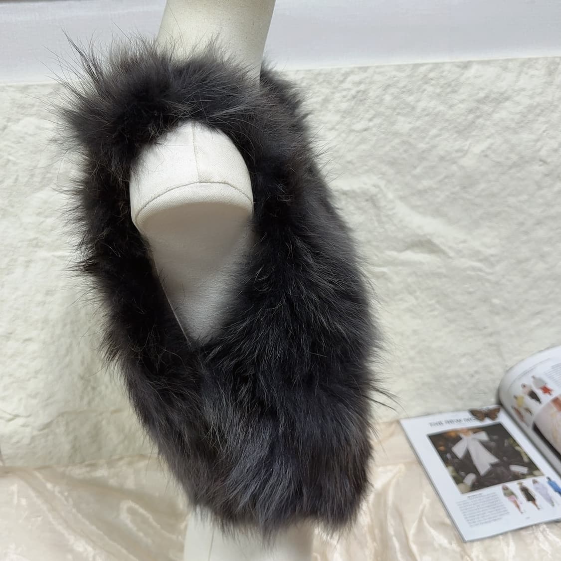 빈티지 다크 그레이 너구리털 라쿤퍼 조끼 베스트 상품이미지2