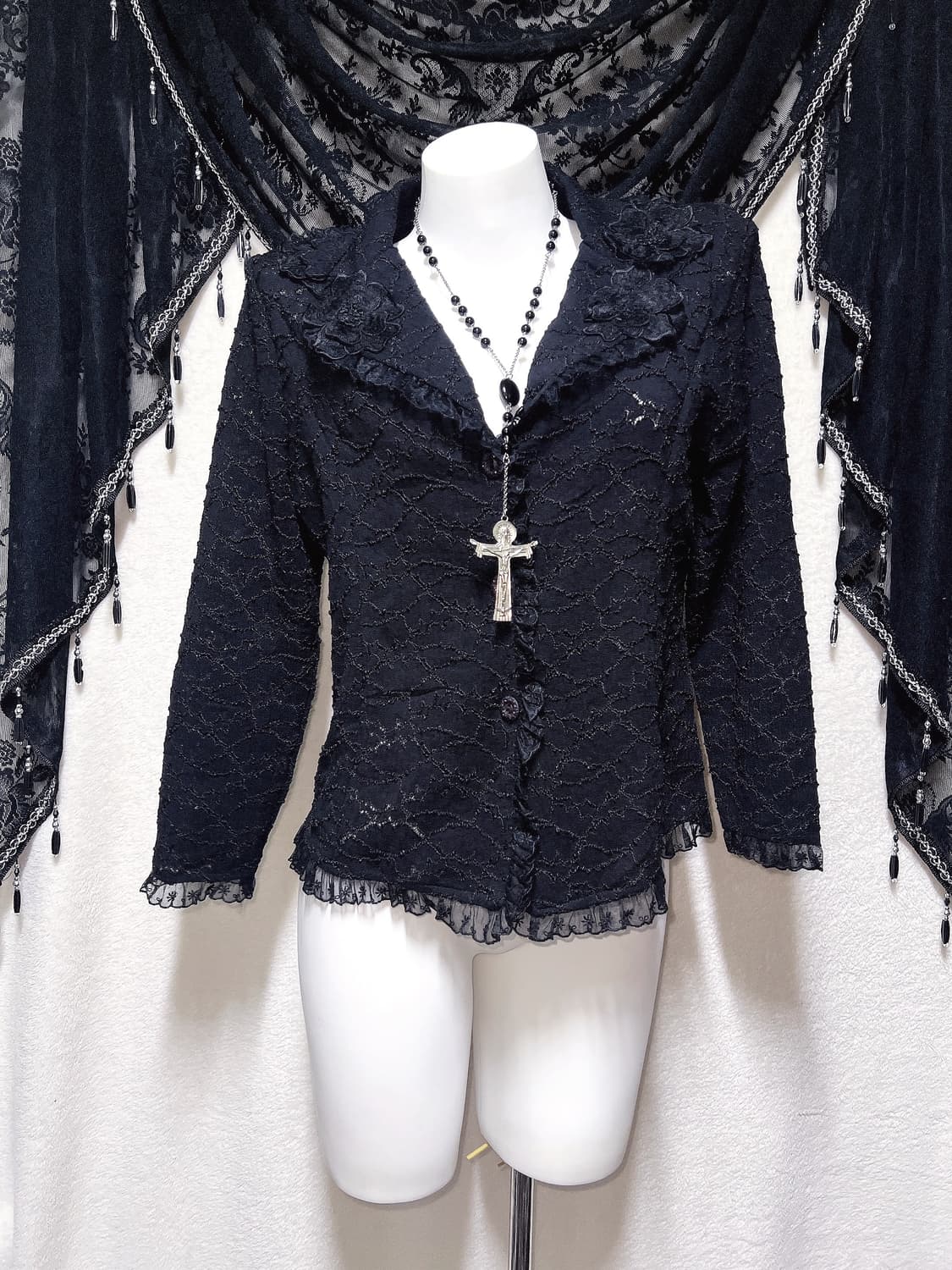 로맨틱고딕 고스로리 펑크 레이스 프릴 자켓 가디건 다크페어리 공겜 핀터 상품이미지8