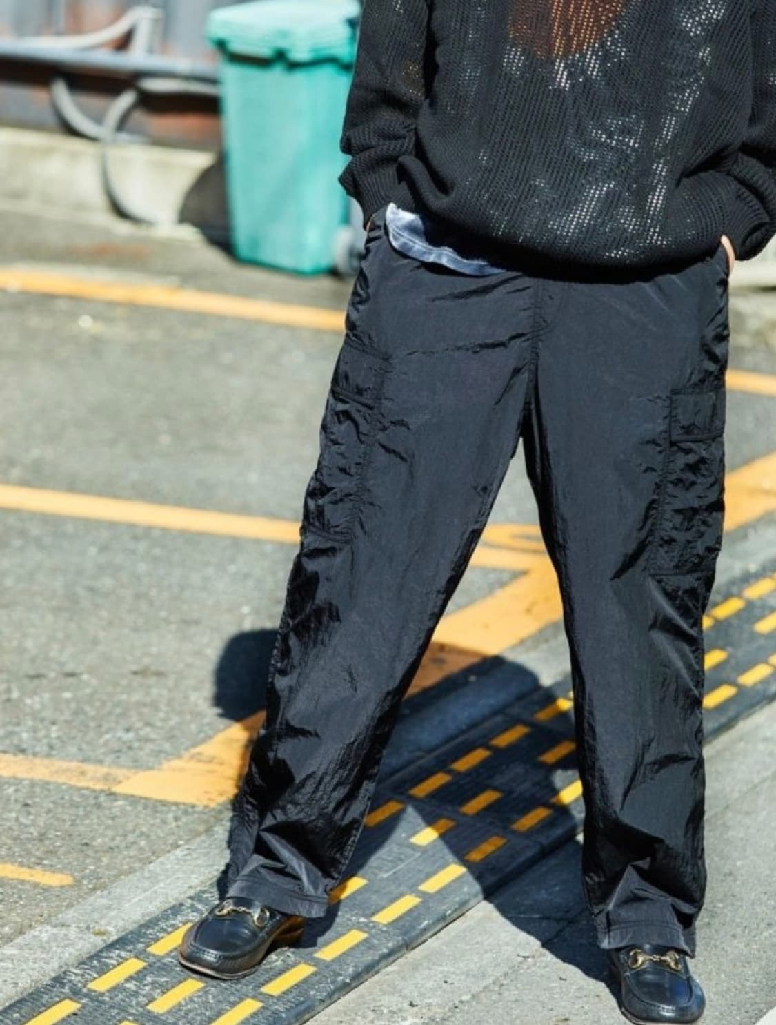 프릭스스토어 와이드 래그 나일론 카고팬츠 블랙 L 상품이미지1