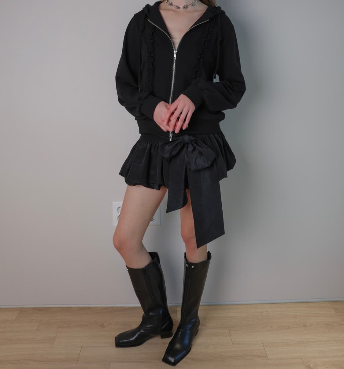 losesleepover/ Shirring Ribbon Skirt 상품이미지1