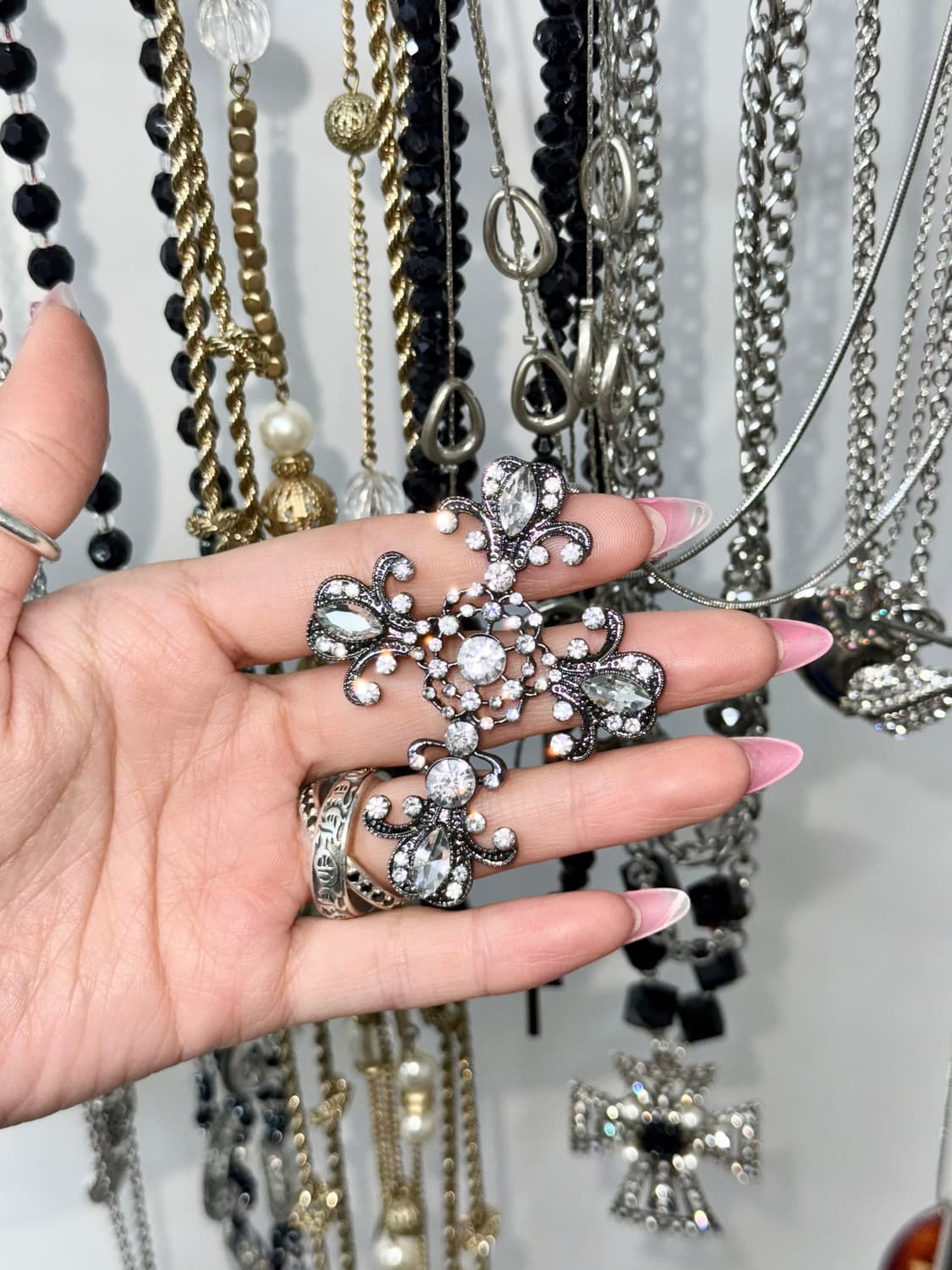 십자가 큐빅 엔틱 네크리스 상품이미지3