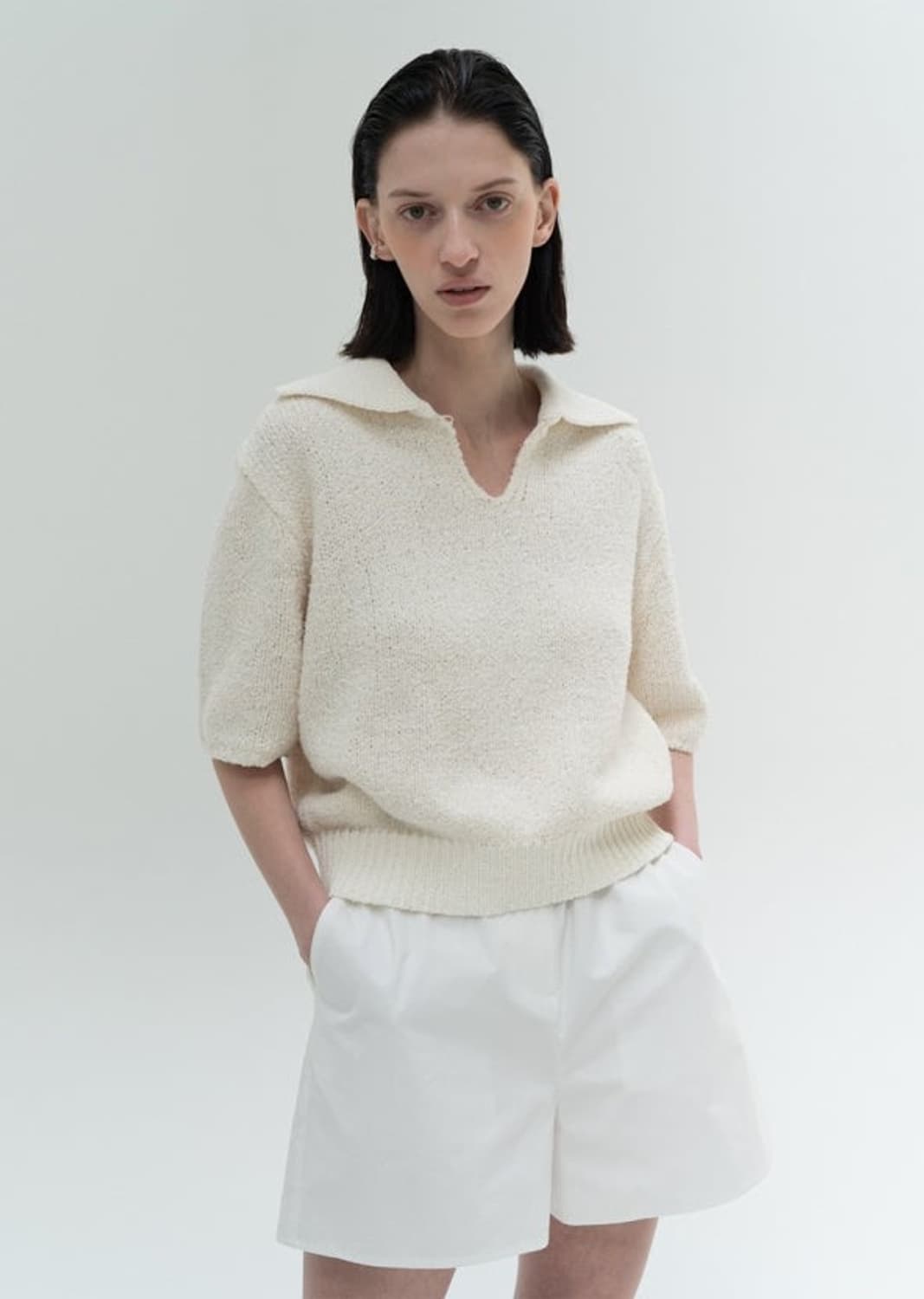 아모멘토 와이드 카라 니트 반팔니트 상품이미지1