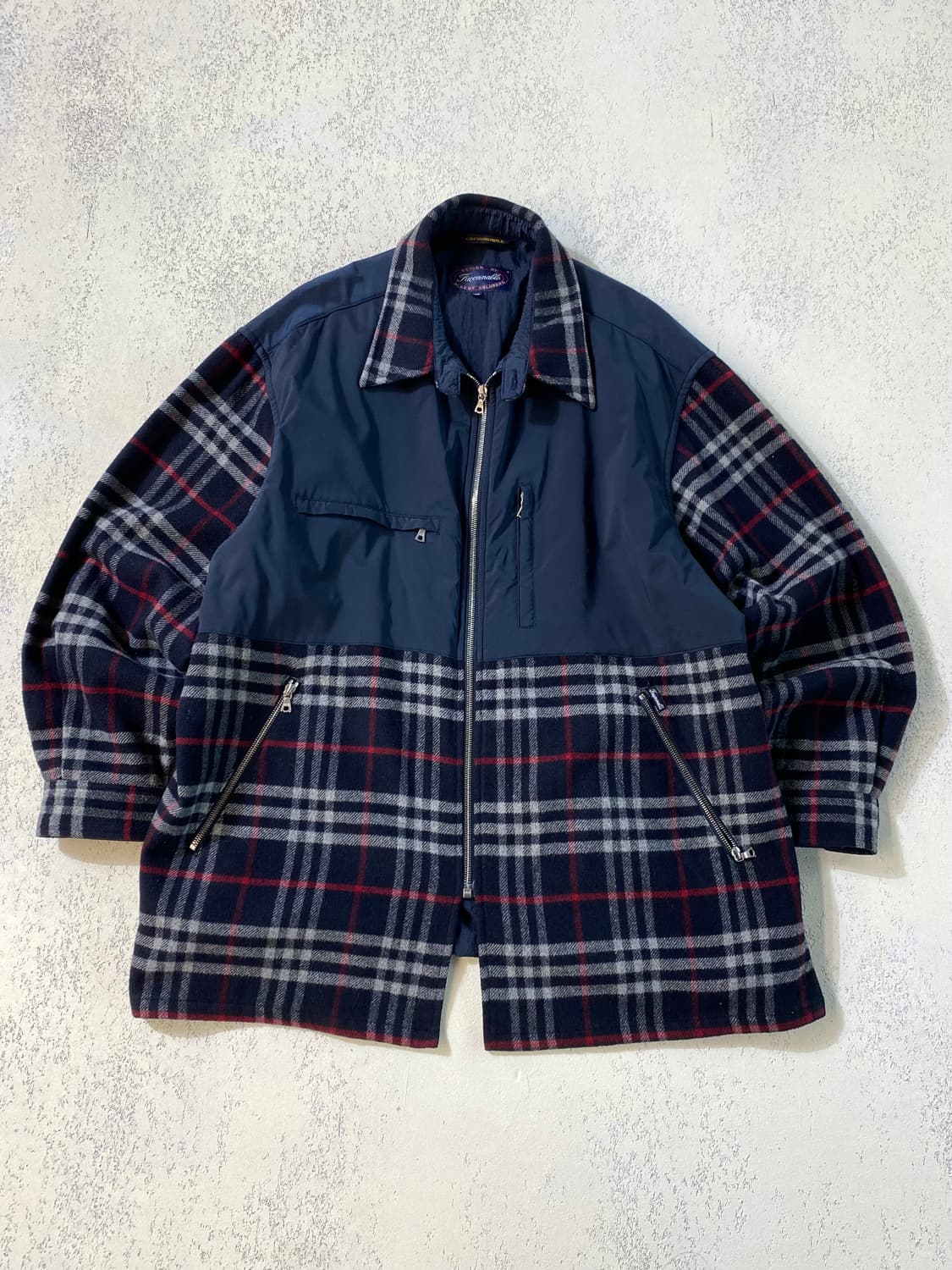 [105] 90s Faconnable 파소나블 아카이브 체크 집업 자켓 상품이미지1