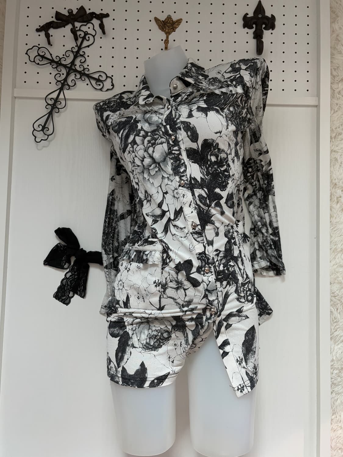 • Oriental Flower Mini Shirt Dress 상품이미지1