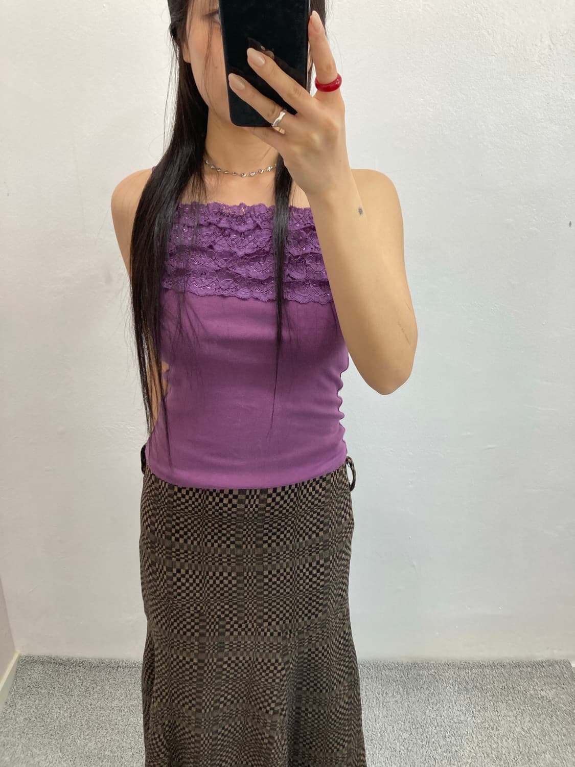 퍼플 플라워 슬리브리스 상품이미지2