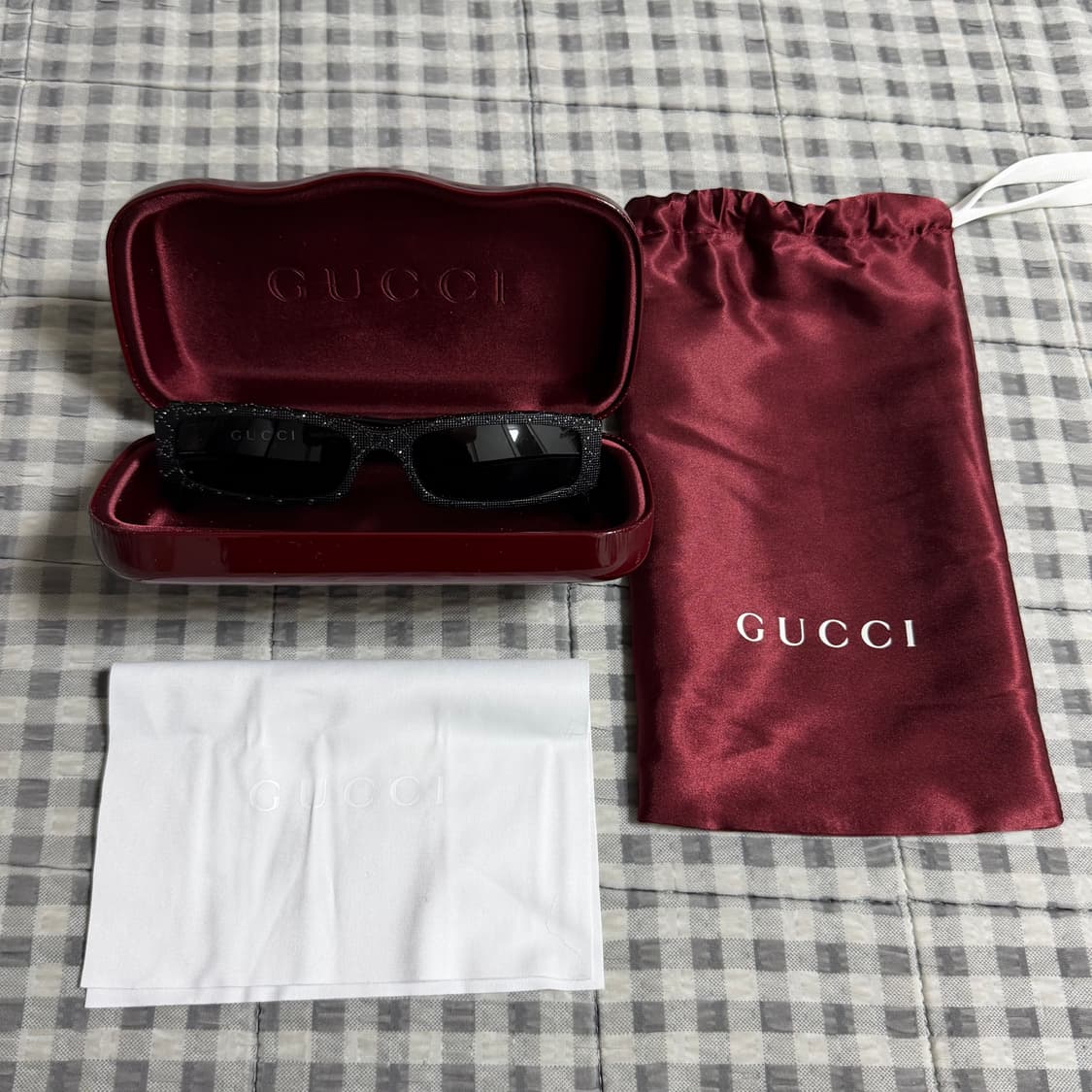 (OS) Gucci 구찌 사각 프레임 크리스탈 선글라스 블랙 상품이미지9