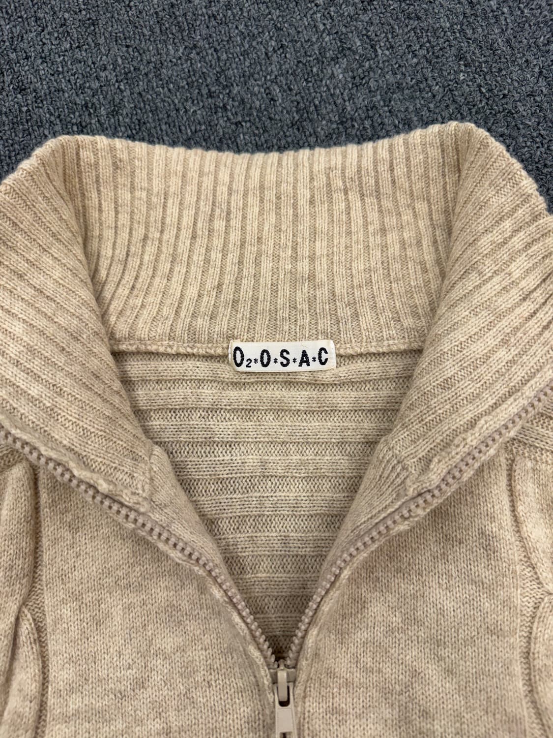 OS)Japanese vintage 베이지 꽈배기 패턴 여성 니트집업 상품이미지3