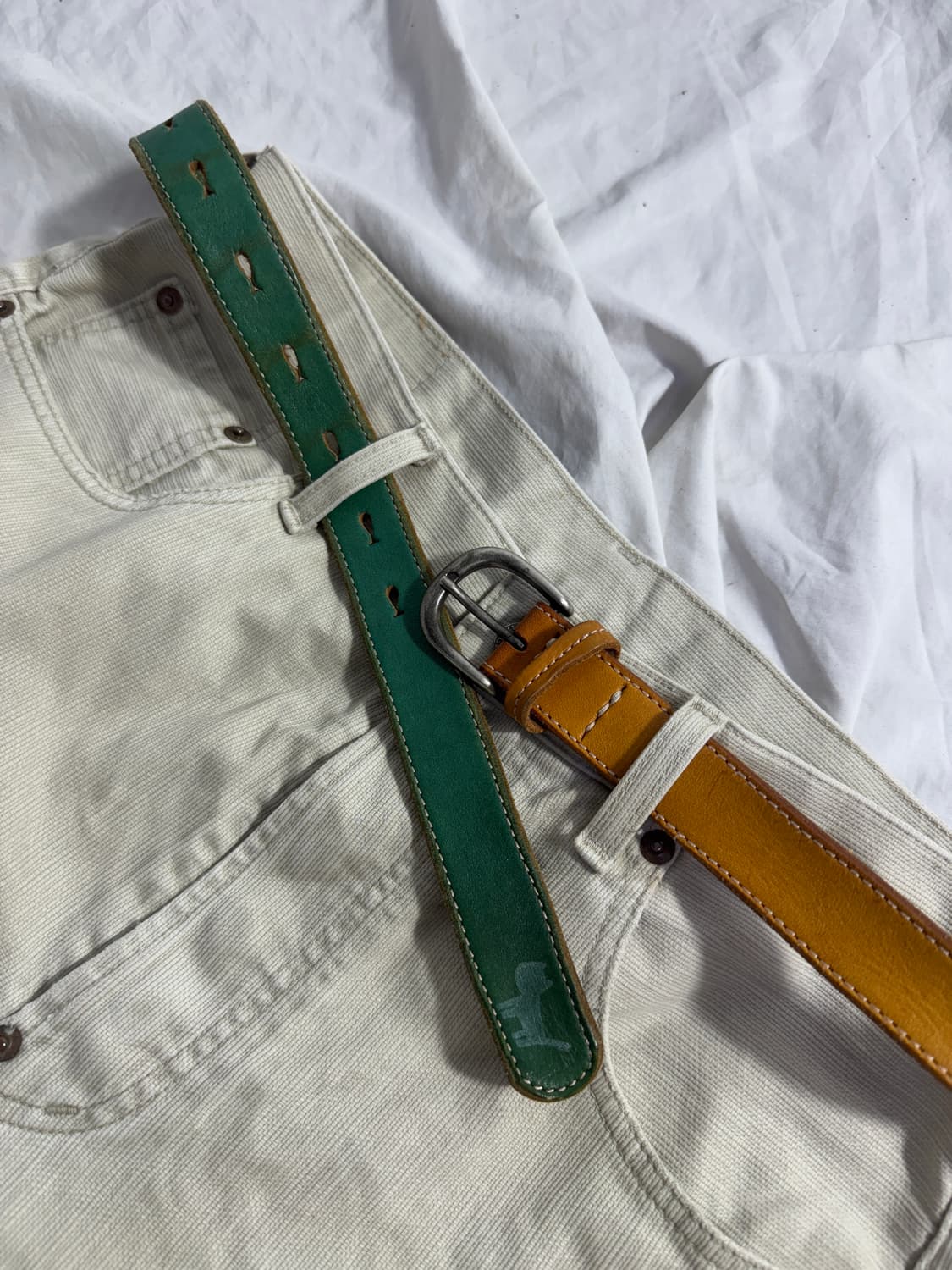 Pou dou dou 투 톤 레더 벨트 상품이미지1