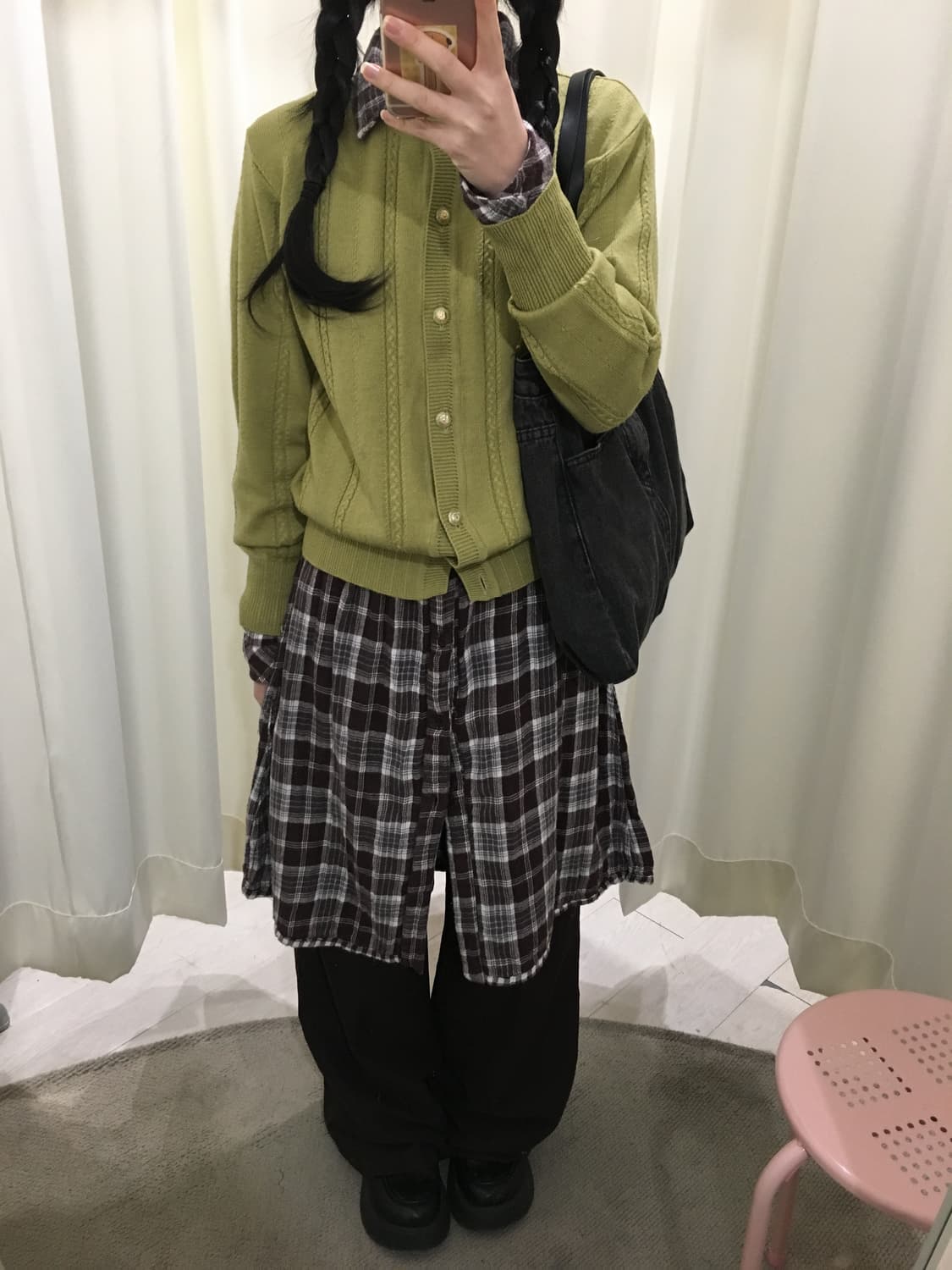 양면 셔츠원피스 + 가디건 세트 상품이미지2