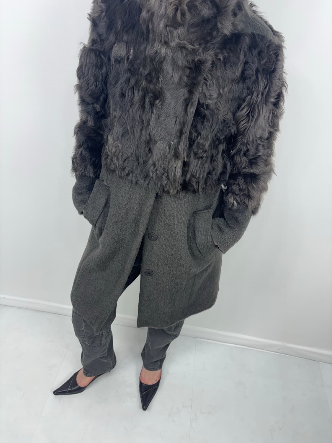 FUR MIXED WOOL HALF COAT 상품이미지5
