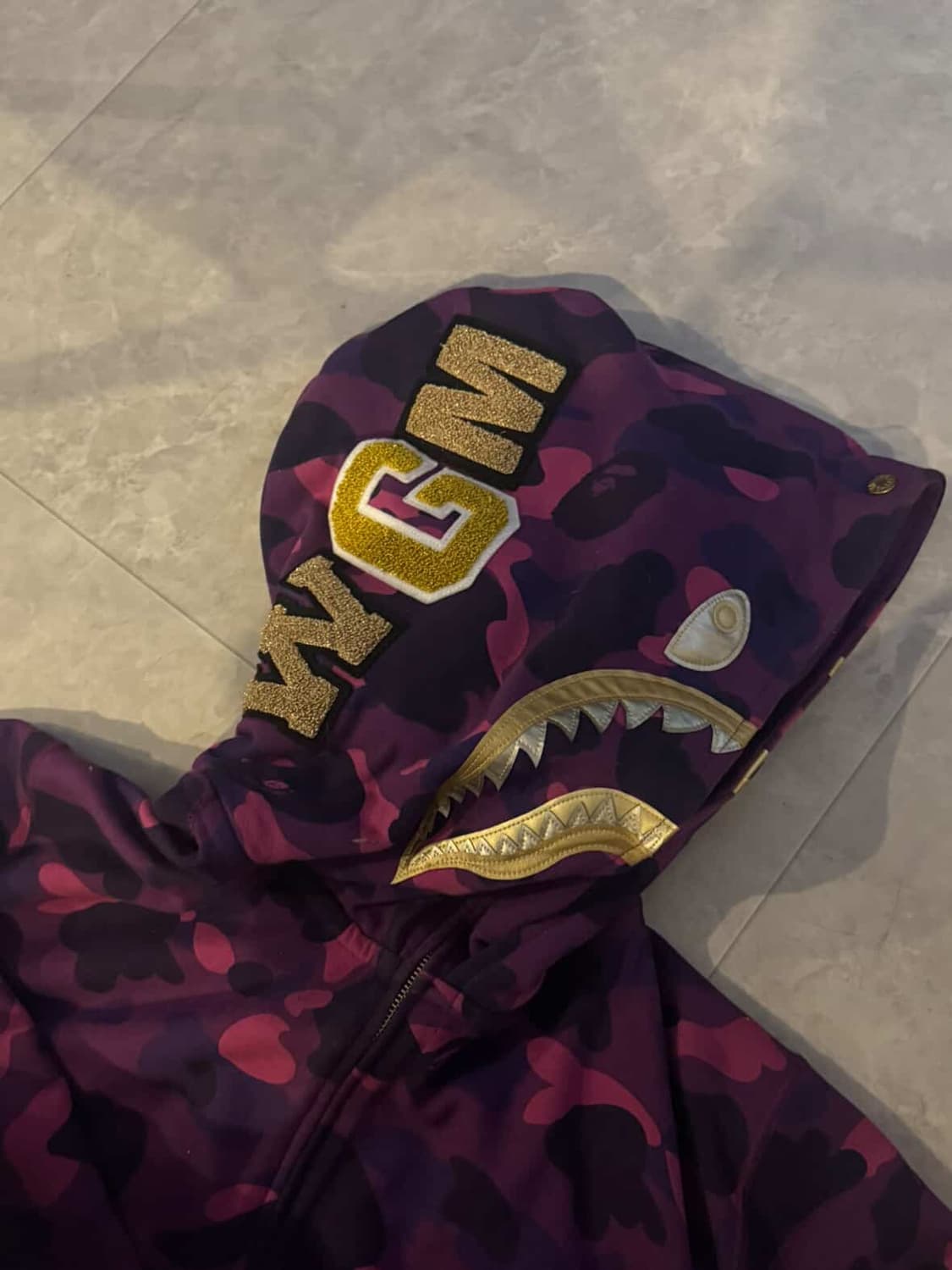 베이프 컬러카모 후드집업 로얄퍼플 상품이미지4