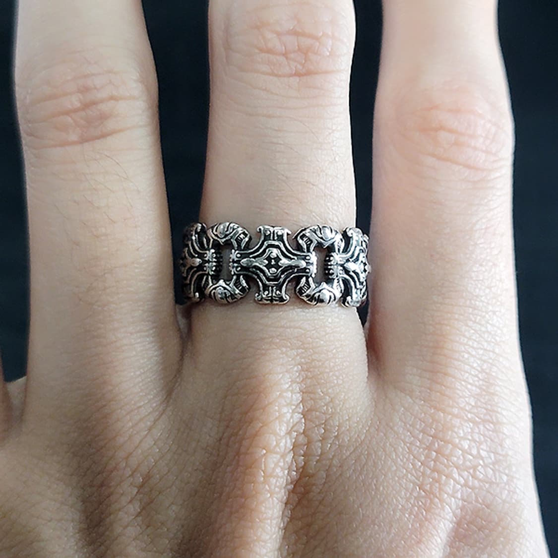 Drax 실버 남자 엔틱 빈티지 명품 기계 십자가 반지 상품이미지7