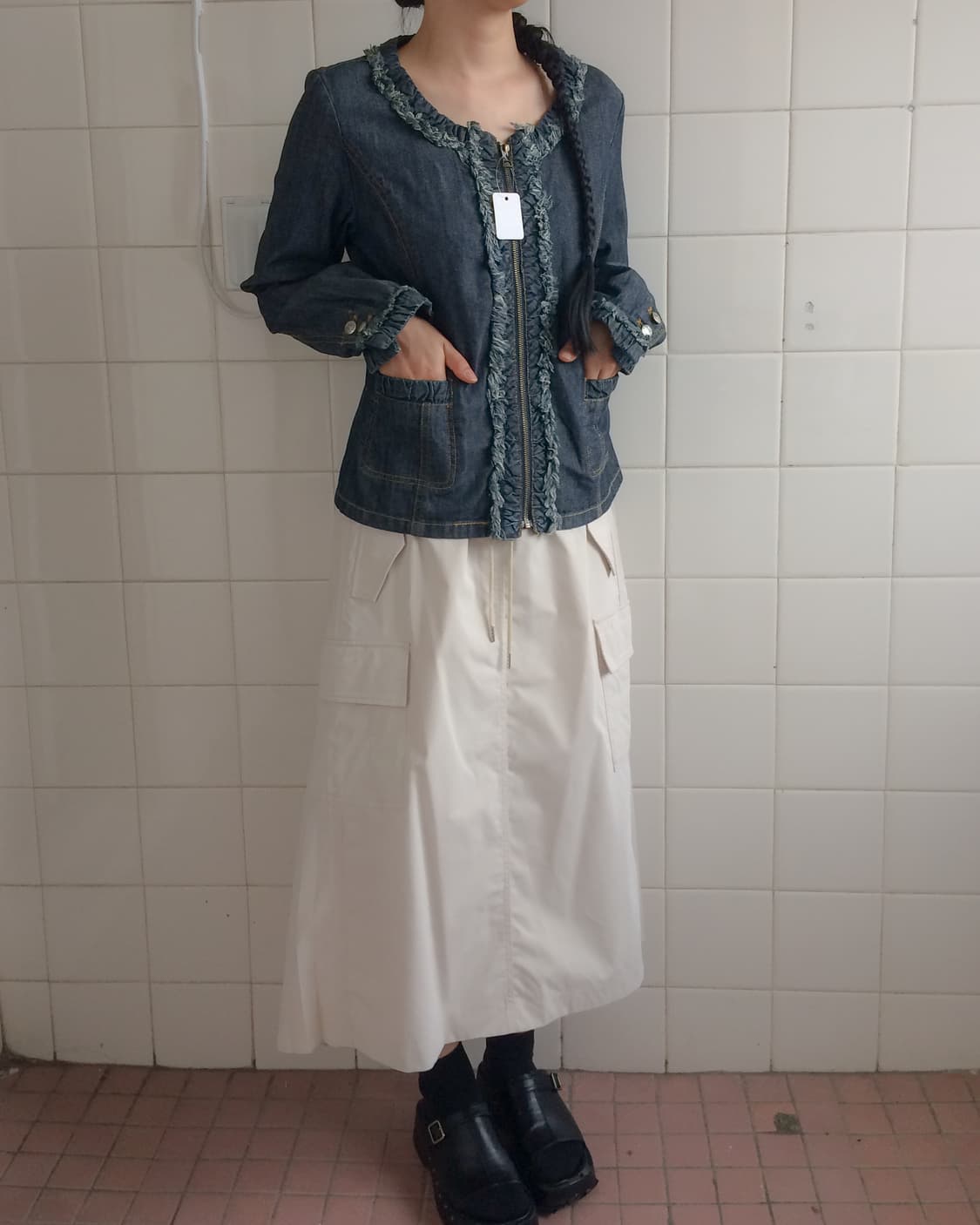 Fringe point denim jacket 상품이미지4