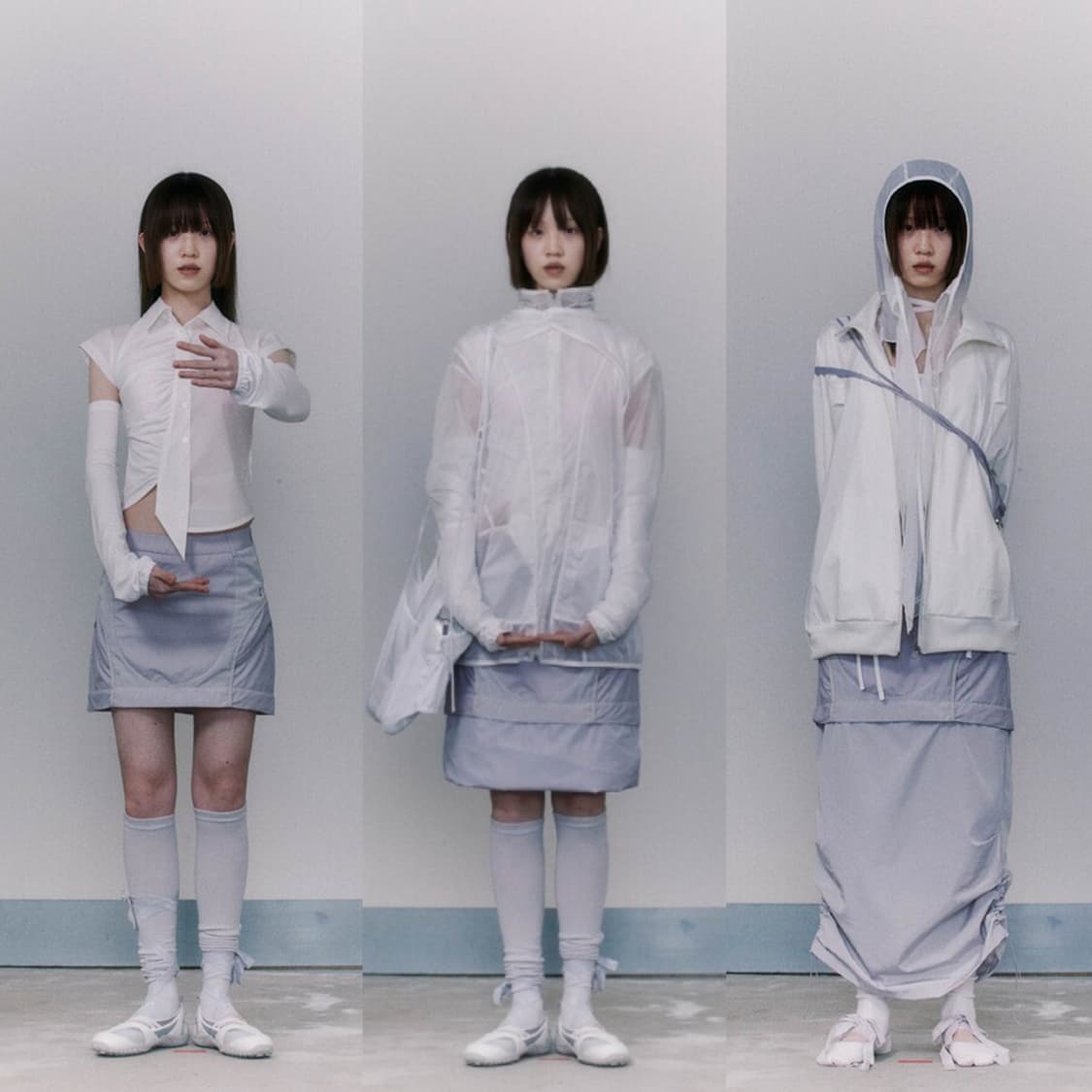 오호스 OJOS 3-Way Nylon String Skirt 그레이 1 상품이미지1