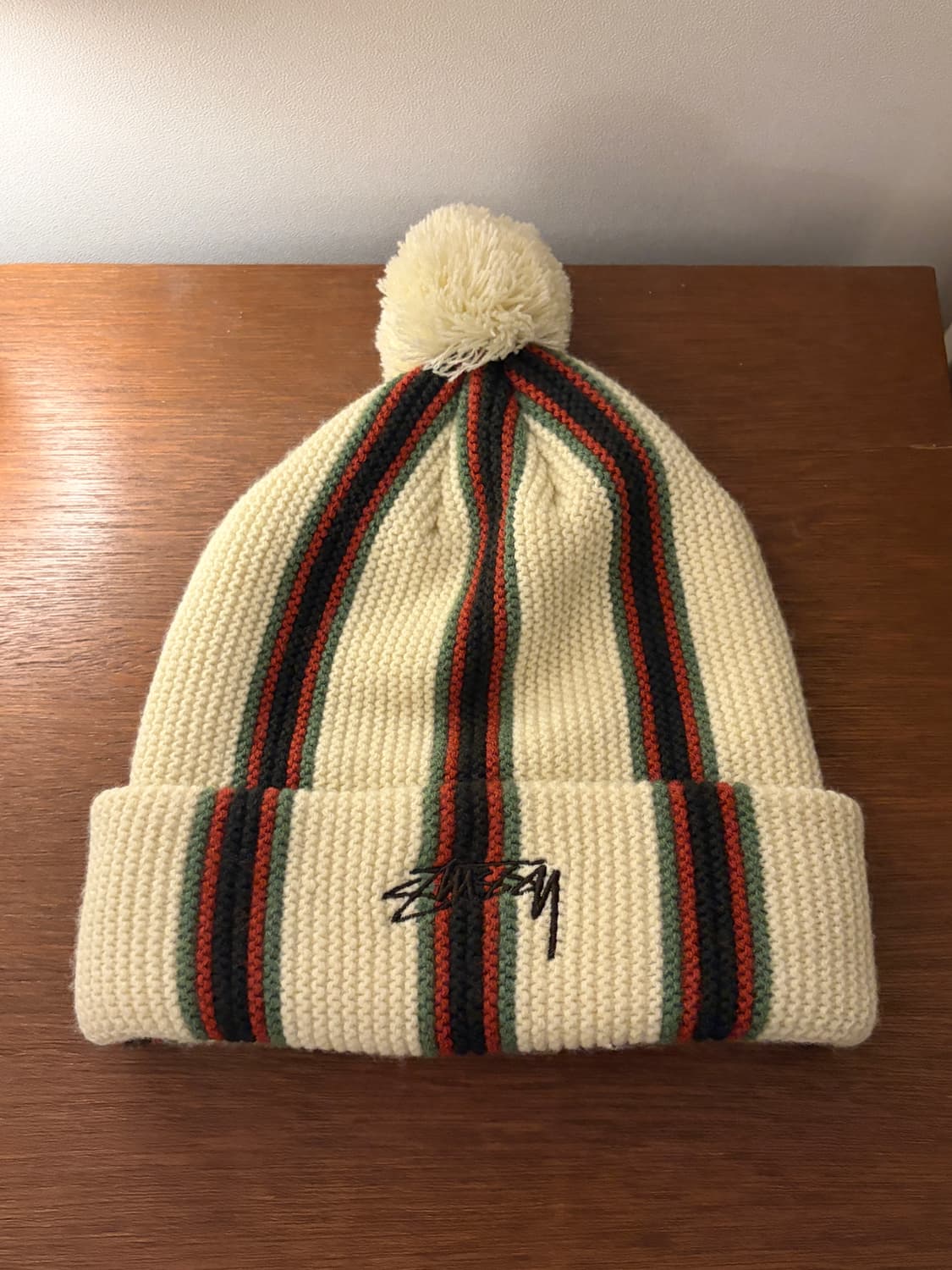 스투시 Stussy 스트라이프 폼 비니 에크루 방울비니 상품이미지1