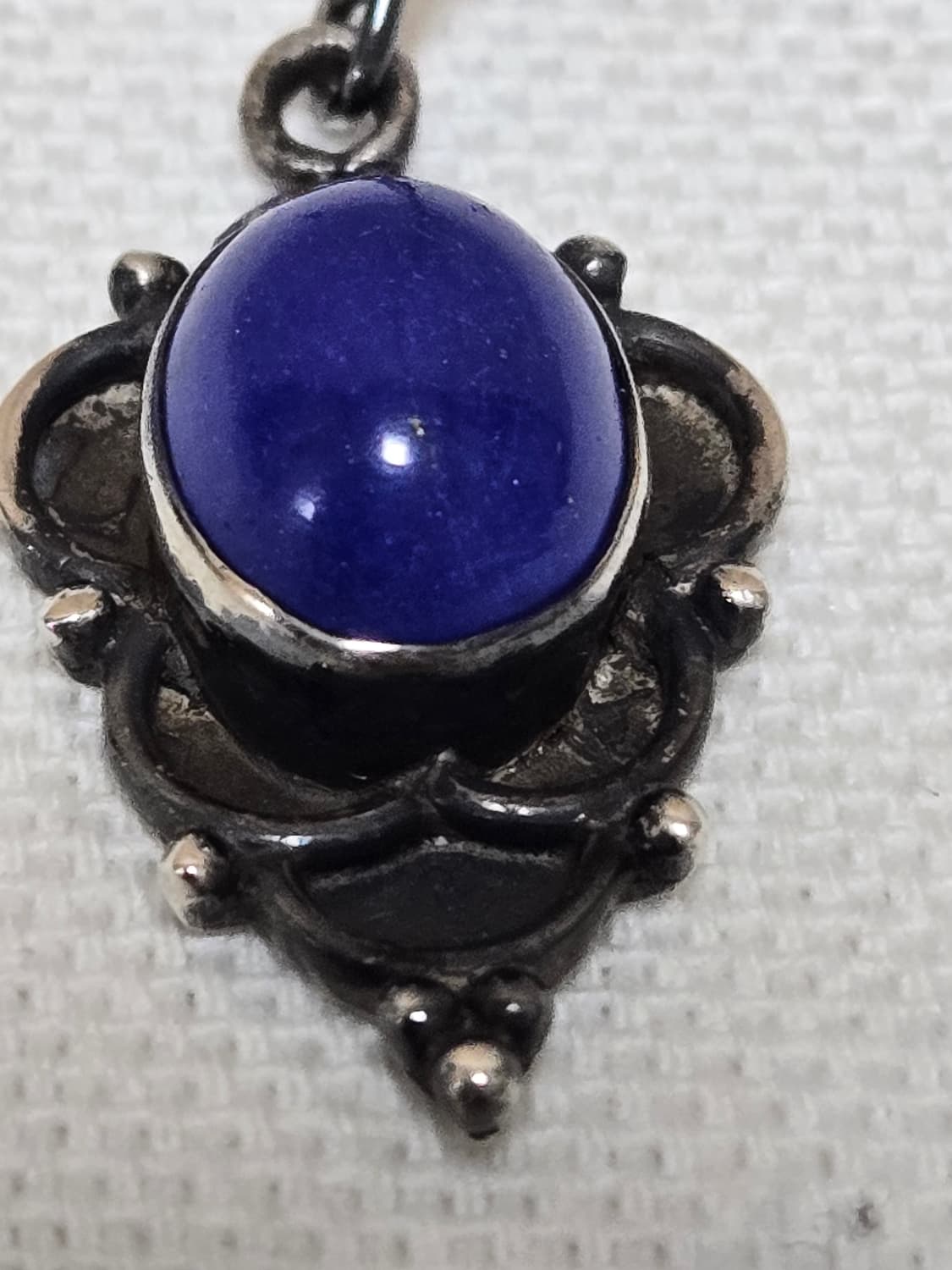 유럽 빈티지 라피스라즐리 실버프레임 후크형귀걸이 상품이미지1