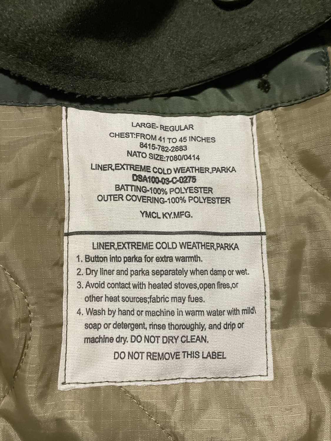 YMCLKY M65 필드 피카 개파카 올리브 LARGE-REGULAR 상품이미지6