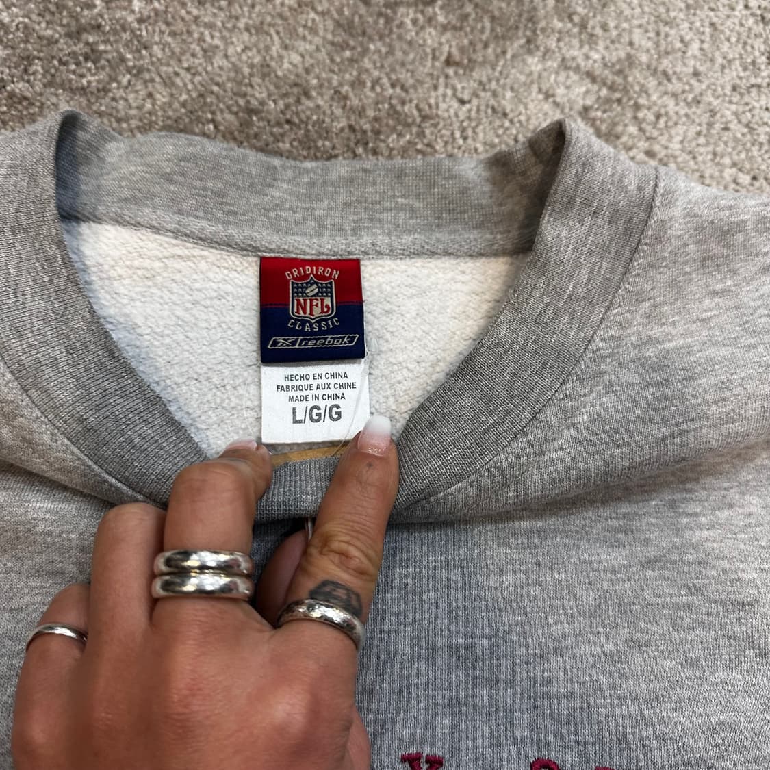 리복Xnfl  그레이 워싱턴 레드스킨 크루넥 스웻셔츠L 상품이미지2