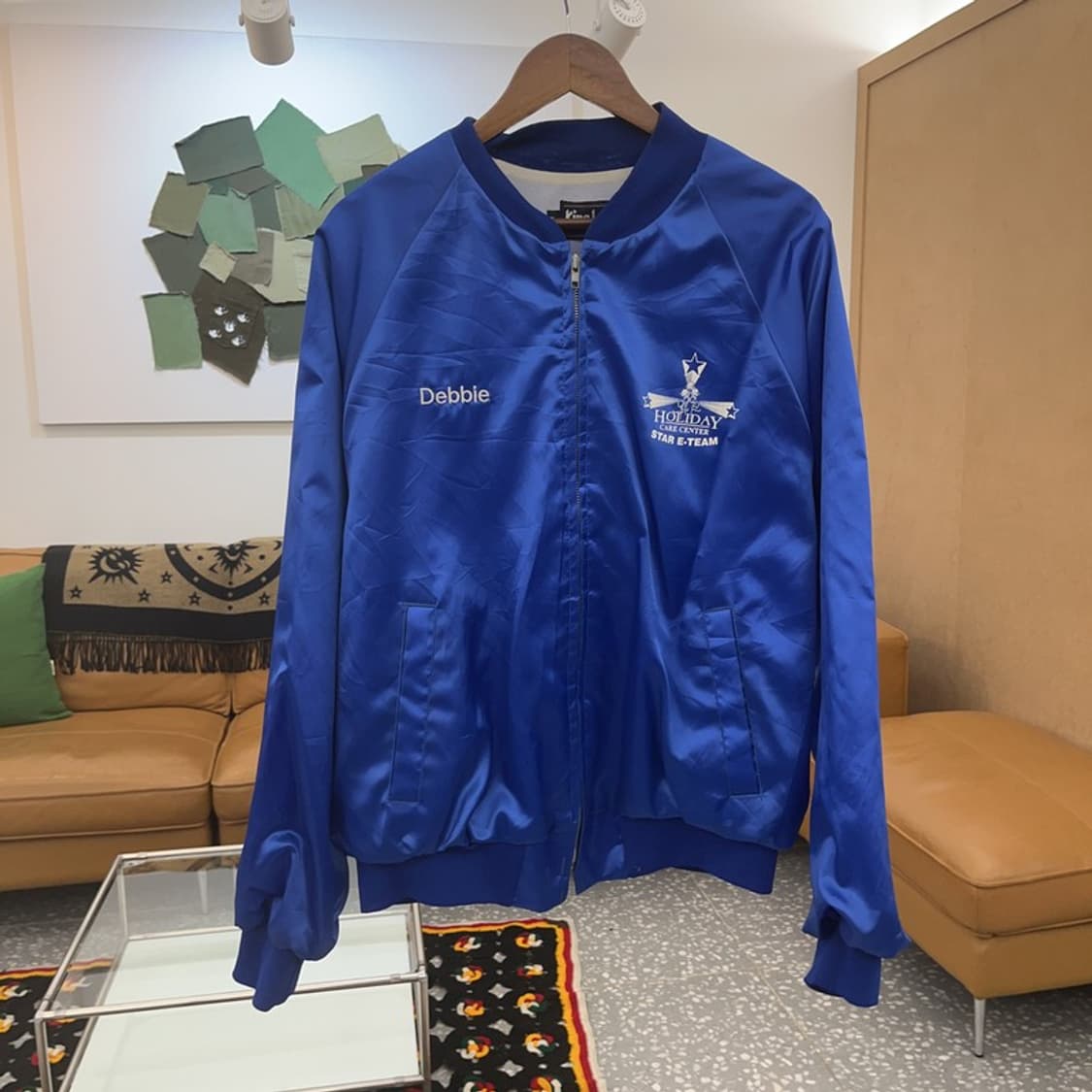 킹 루이 올드스쿨 빈티지 코발트 블루 새틴 블루종 자켓 XL C06697 상품이미지3