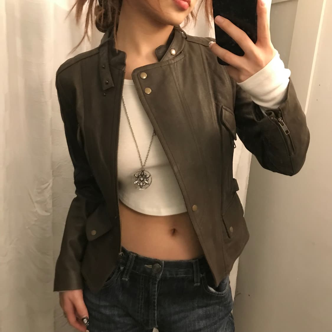 Hong Sung Wan  디자이너 램스킨 브라운 레더자켓 상품이미지2