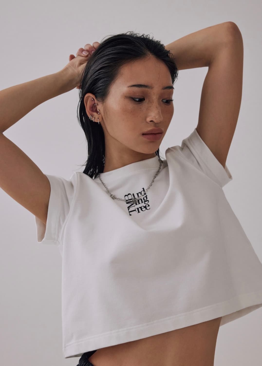 트리밍버드 스몰 스퀘어 로고 티셔츠 화이트 상품이미지1