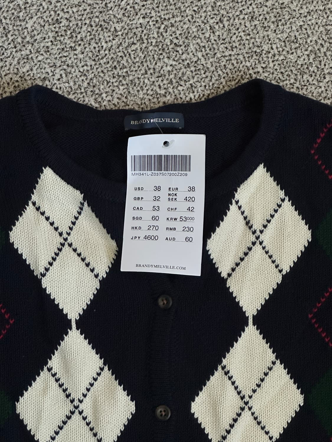 네이비 아가일 니트 가디건 상품이미지2