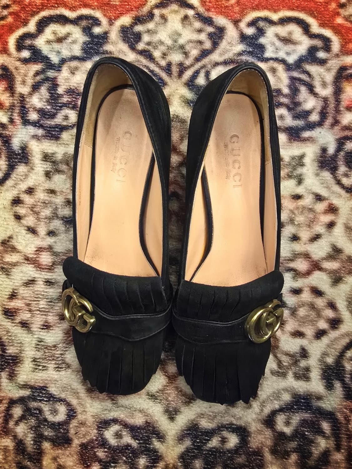 구찌(Gucci)의 GG 마몽 스웨이드 미드힐 펌프스 상품이미지8