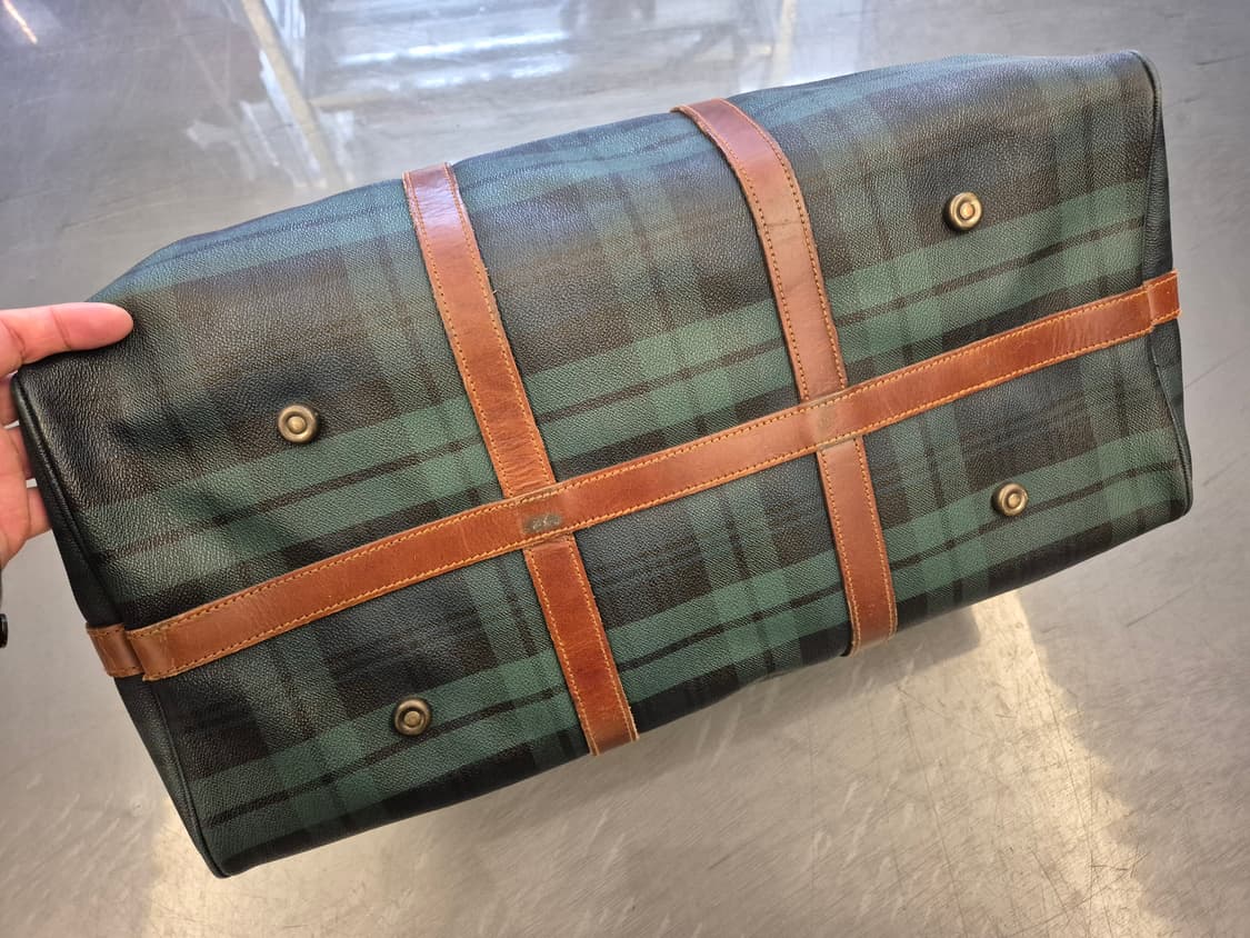 90s 폴로랄프로렌 블랙와치 레더 보스턴 백 상품이미지3