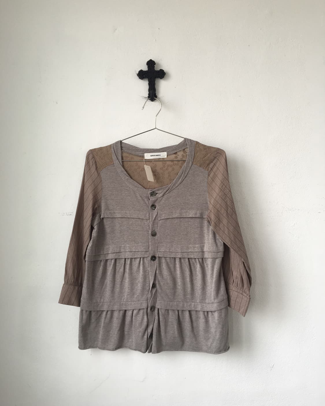 Layer patch work point blouse 상품이미지2