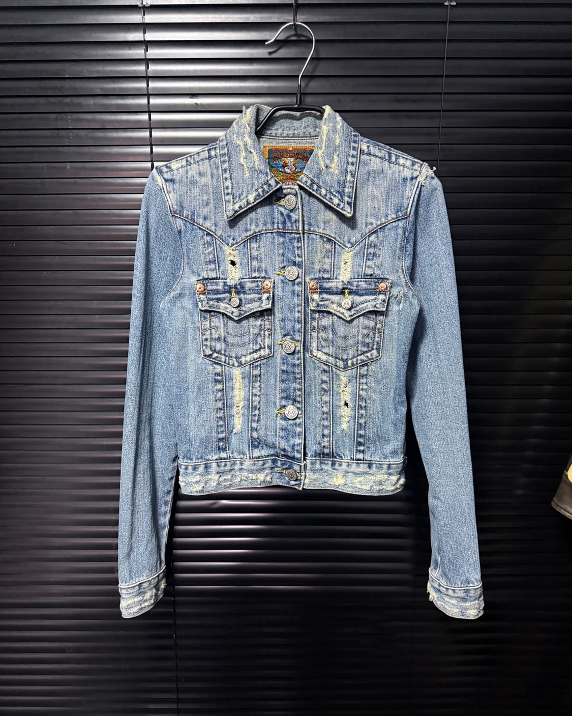 트루릴리젼 트루릴리전 크롭 데님 트러커 청 자켓 S 90 디스로이드 찢청 상품이미지3