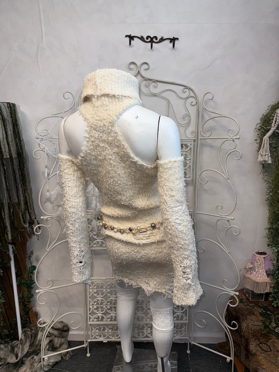 Threetimes damaged turtleneck skirt set 상품이미지3