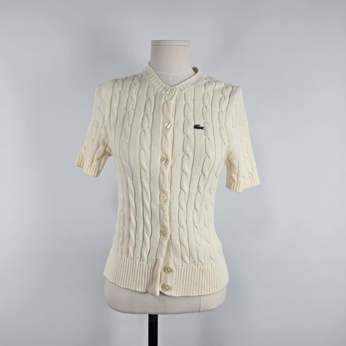 a0115 라코스테 케이블 반팔 가디건 아이보리 36 상품이미지1