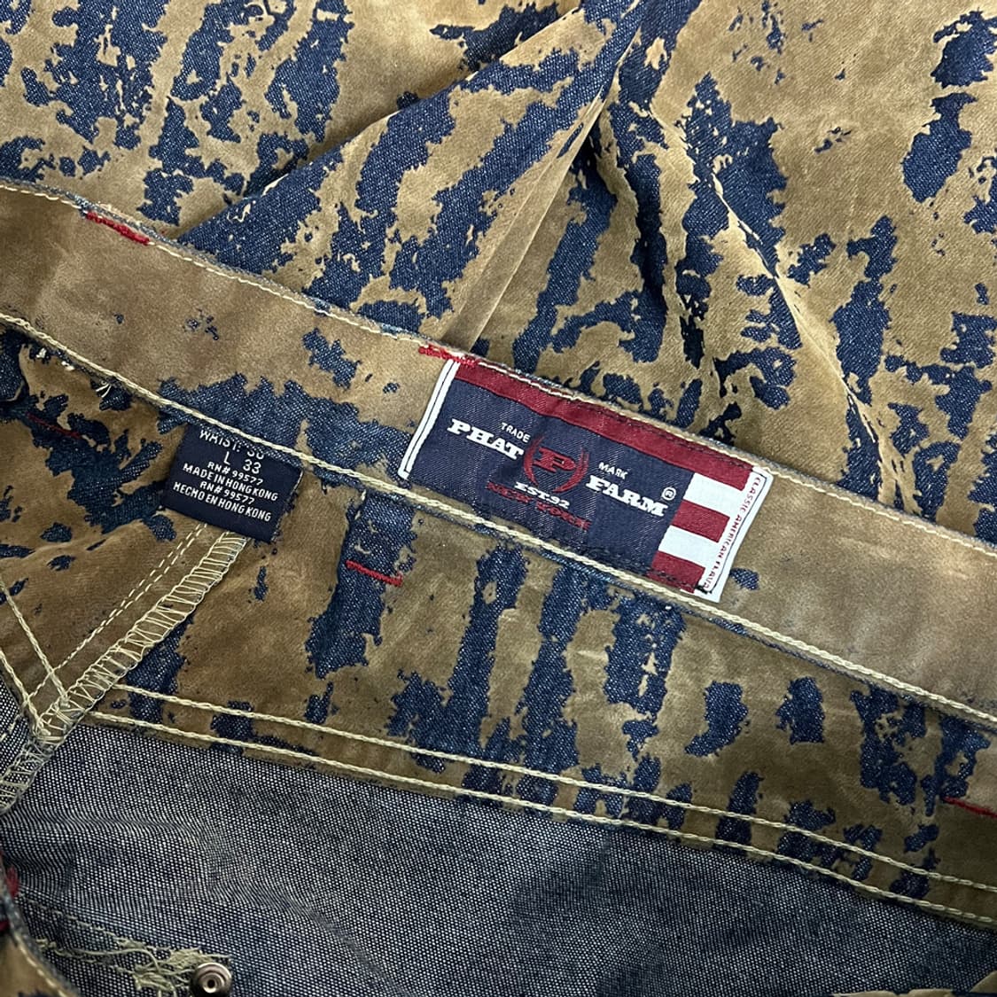 90s PHAT FARM 팻 팜 스웨이드 와이드 데님 팬츠 36 상품이미지4