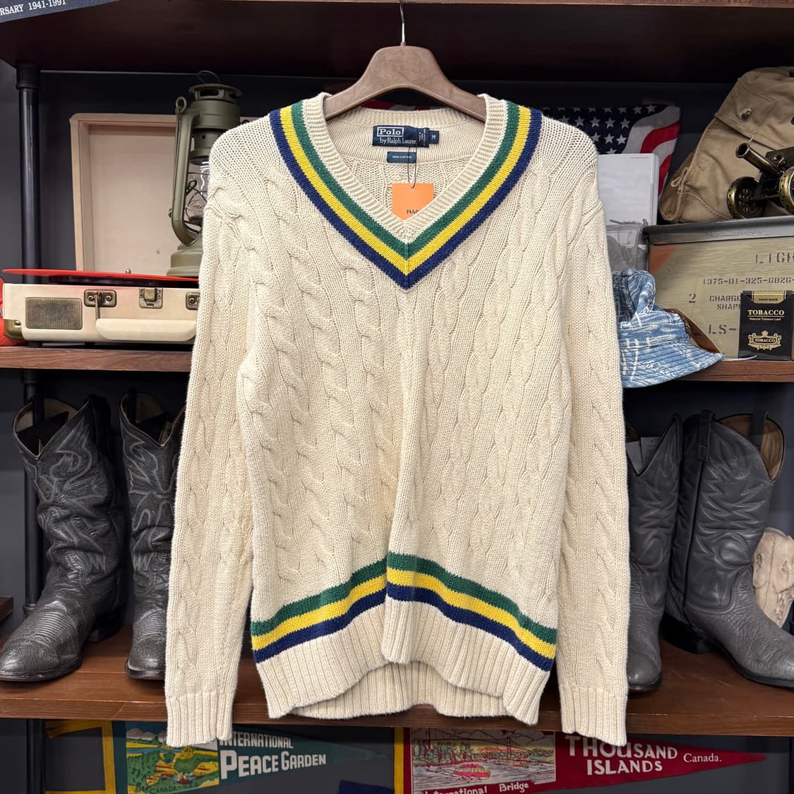 90s 폴로 랄프로렌 프레피 클래식 크리켓 니트 아이보리 N42 상품이미지1