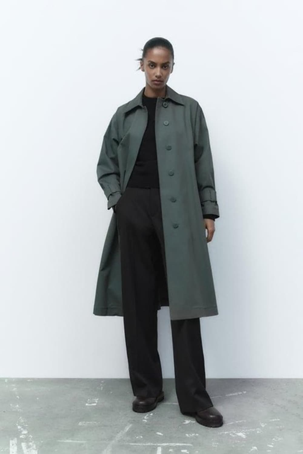 자라 ZARA 여성 맥코트 오버핏 롱 트렌치코트 카키 상품이미지1