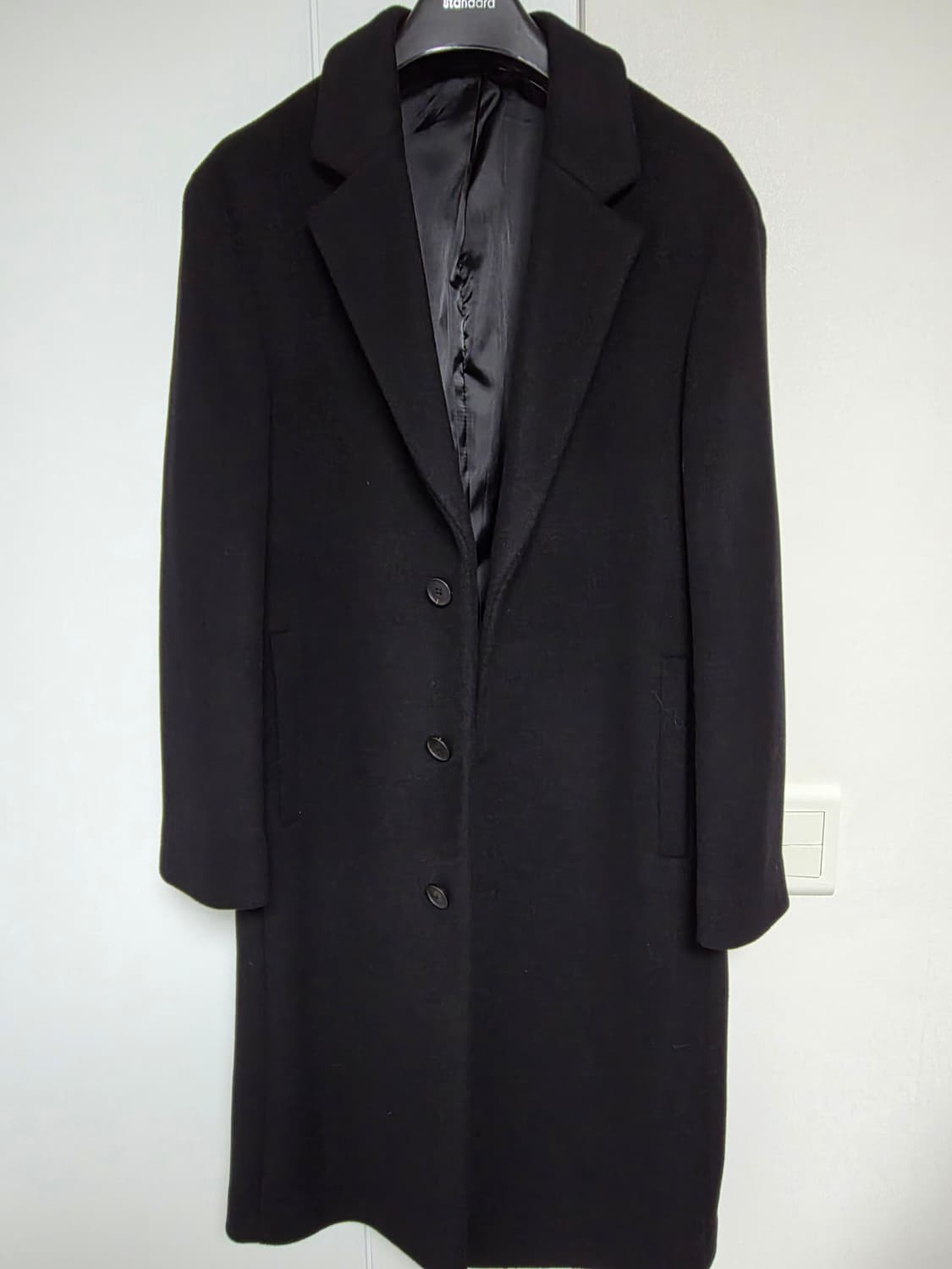 [L] 무신사 스탠다드 캐시미어 블렌드 오버사이즈 싱글 코트 [블랙] 상품이미지1