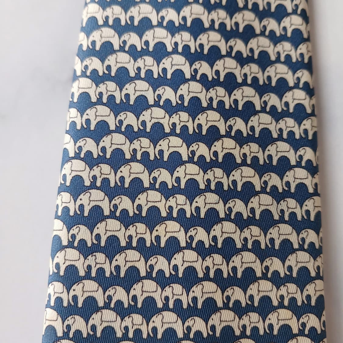짐 톰슨 실크 블루 코끼리 패턴 넥타이 9.4cm A등급 A19750 상품이미지8