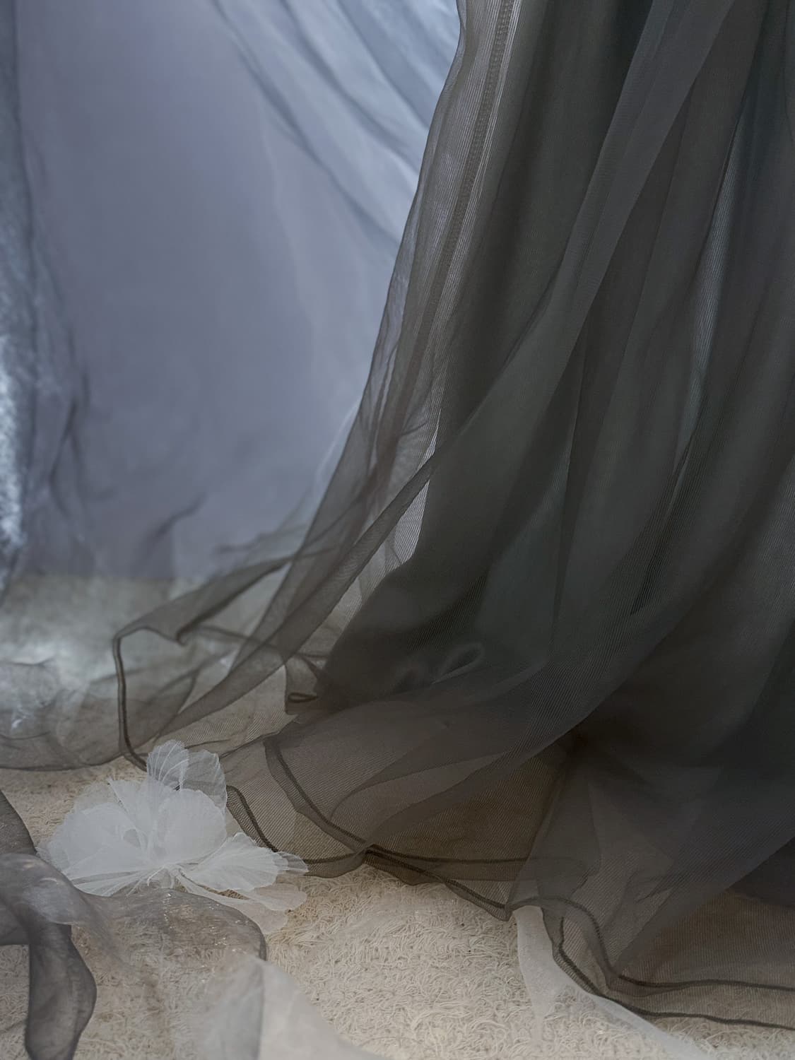 Charcoal Chiffon Shirred Skirt 0201 상품이미지3