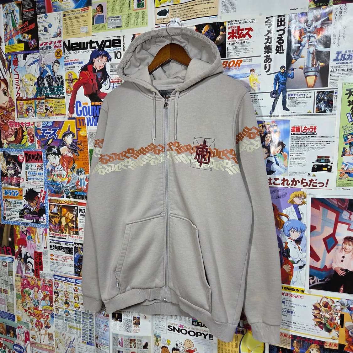 JPN 올드스쿨 레터링 오버핏 후드집업 상품이미지2