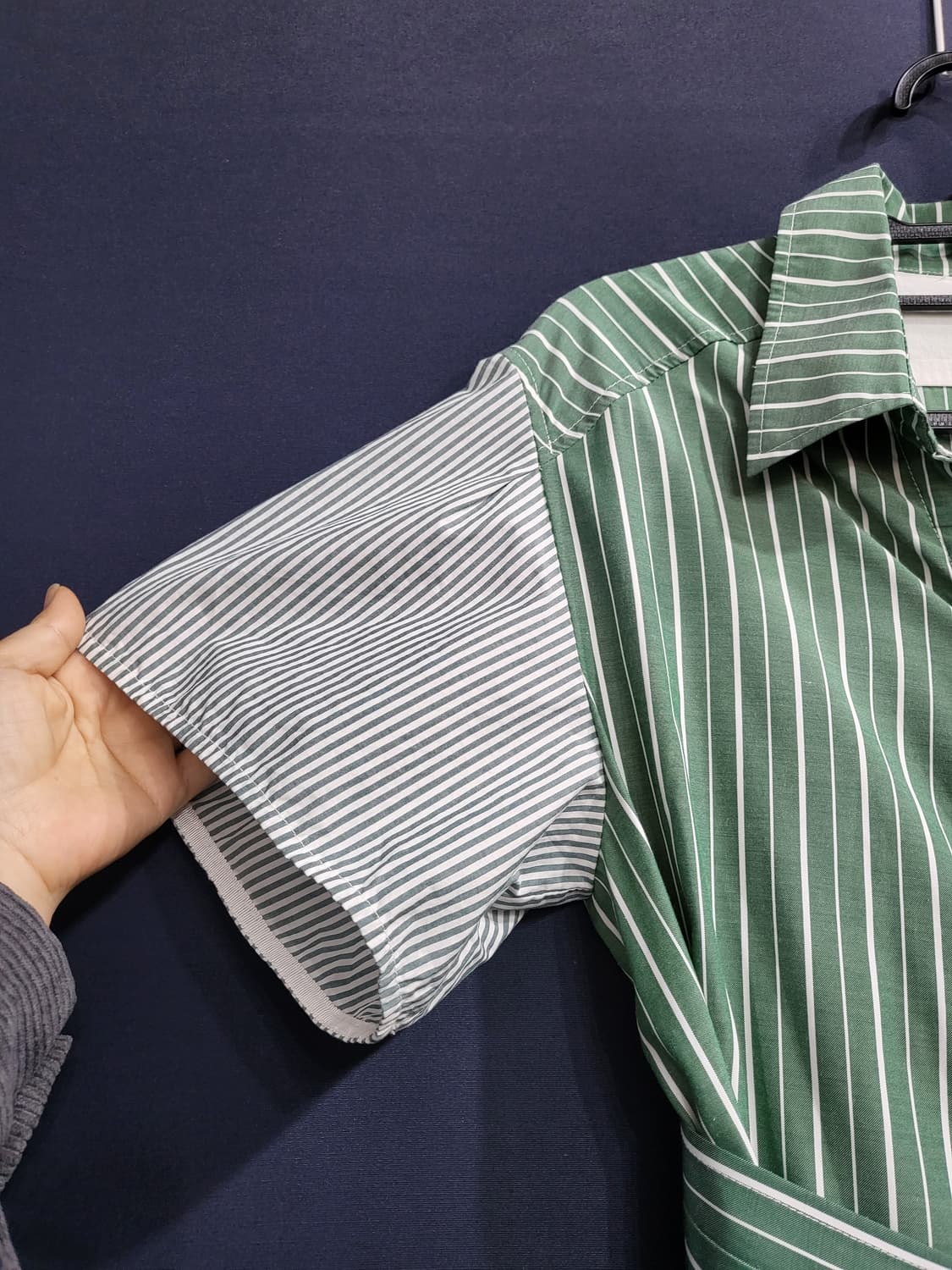 스트라이프 벨트 셔츠식 롱원피스 상품이미지3