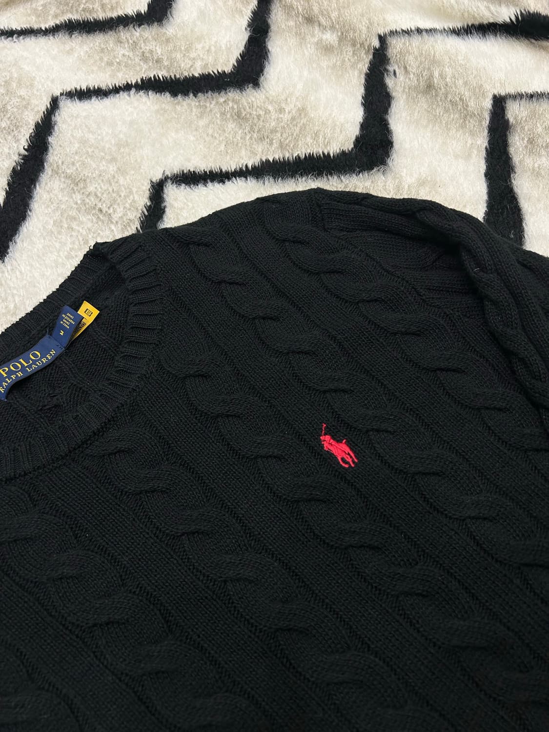 [M]폴로랄프로렌 라운드 꽈배기 니트/블랙 상품이미지1