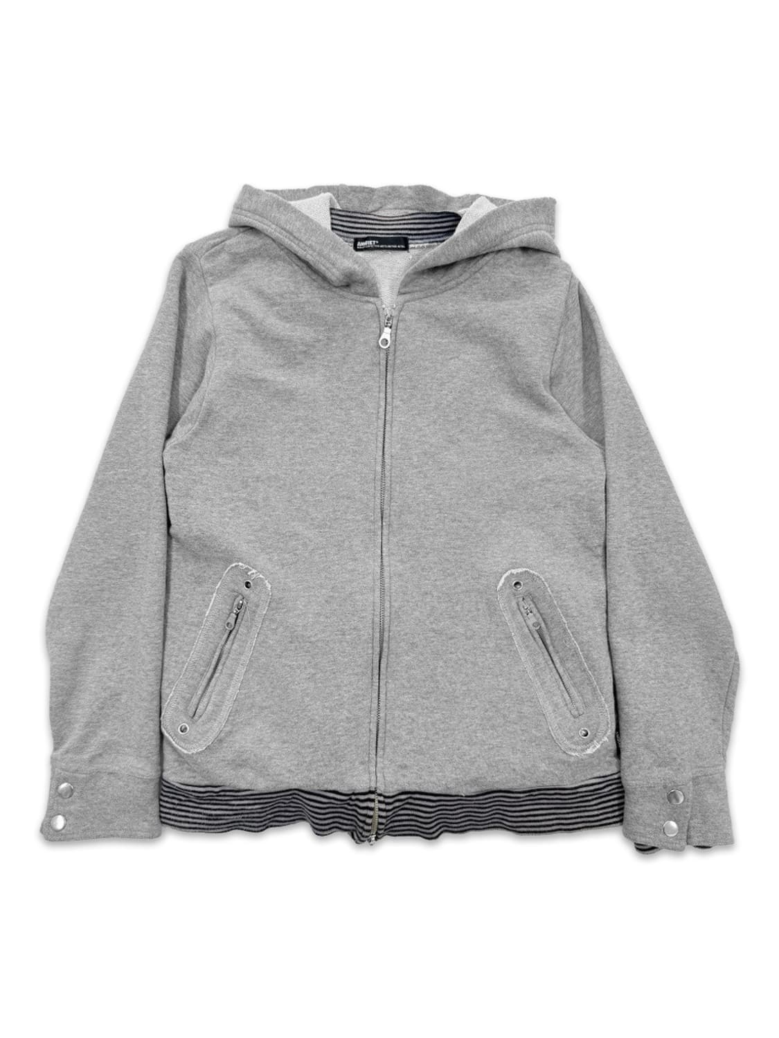빈티지 Anquiet 스트라이프 레이어드 후드집업 상품이미지1